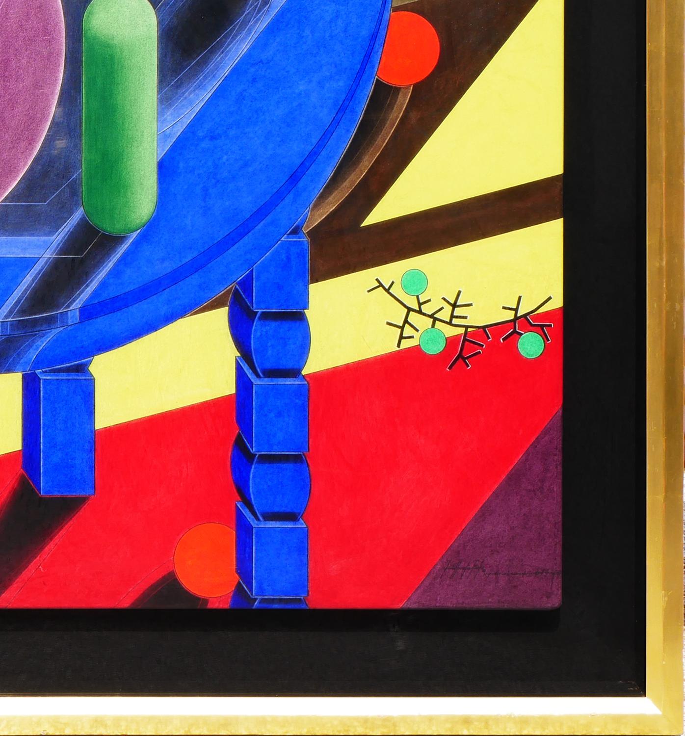 “Still Life in the Artists Studio” Modern Cubist Primary Toned Abstract Painting 2