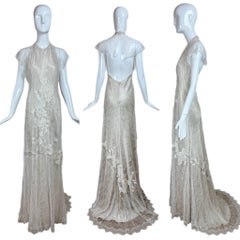 DAVID FIELDEN 2017 Runway Sample Elfenbeinfarbenes Spitzen-Brautkleid Maxi Ätherisches Kleid