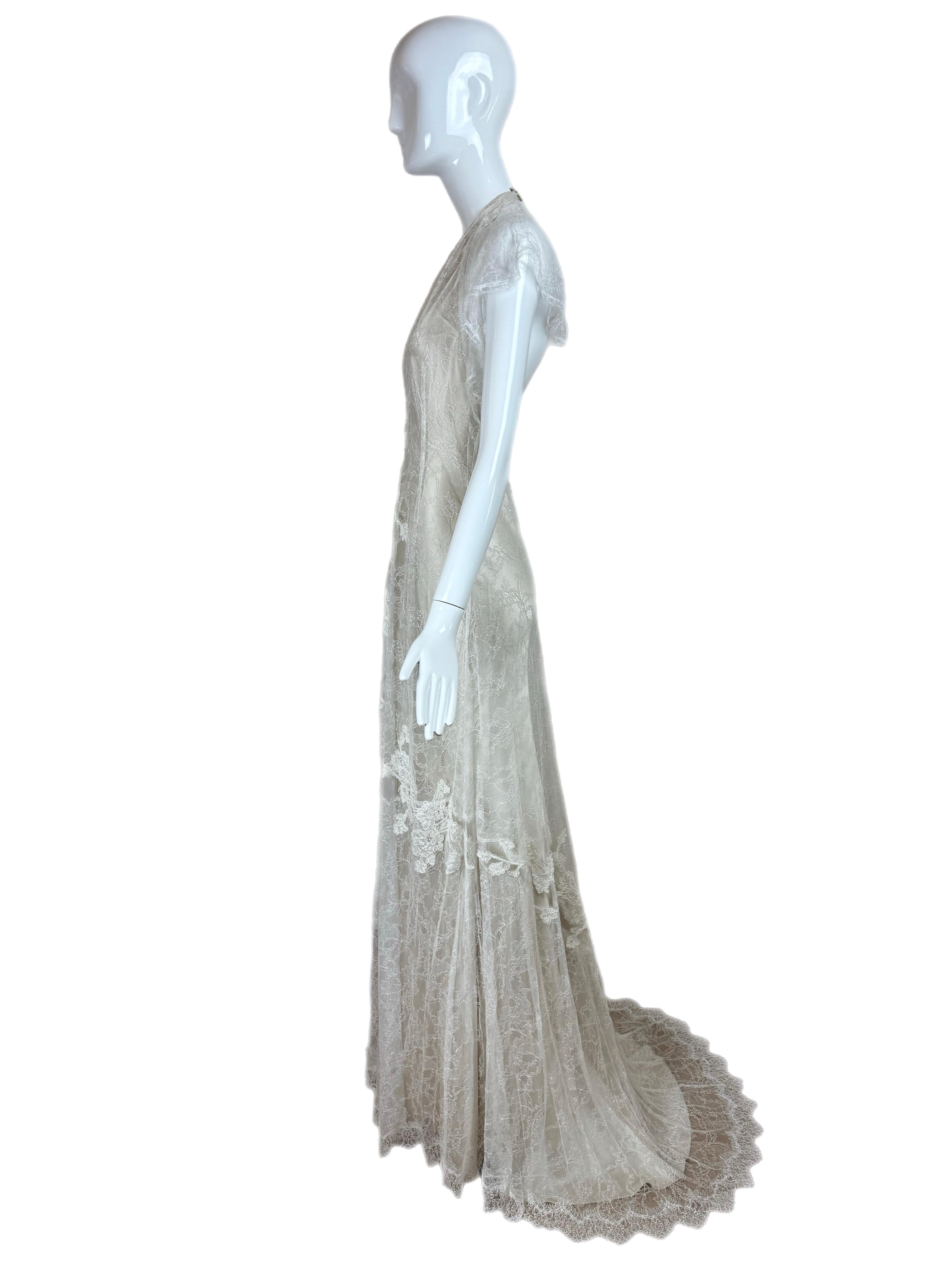 David FIELDEN 2017 Runway Sample Ivory Lace Bridal Gown Maxi Ethereal Dress (robe de mariée en dentelle ivoire) en vente 2