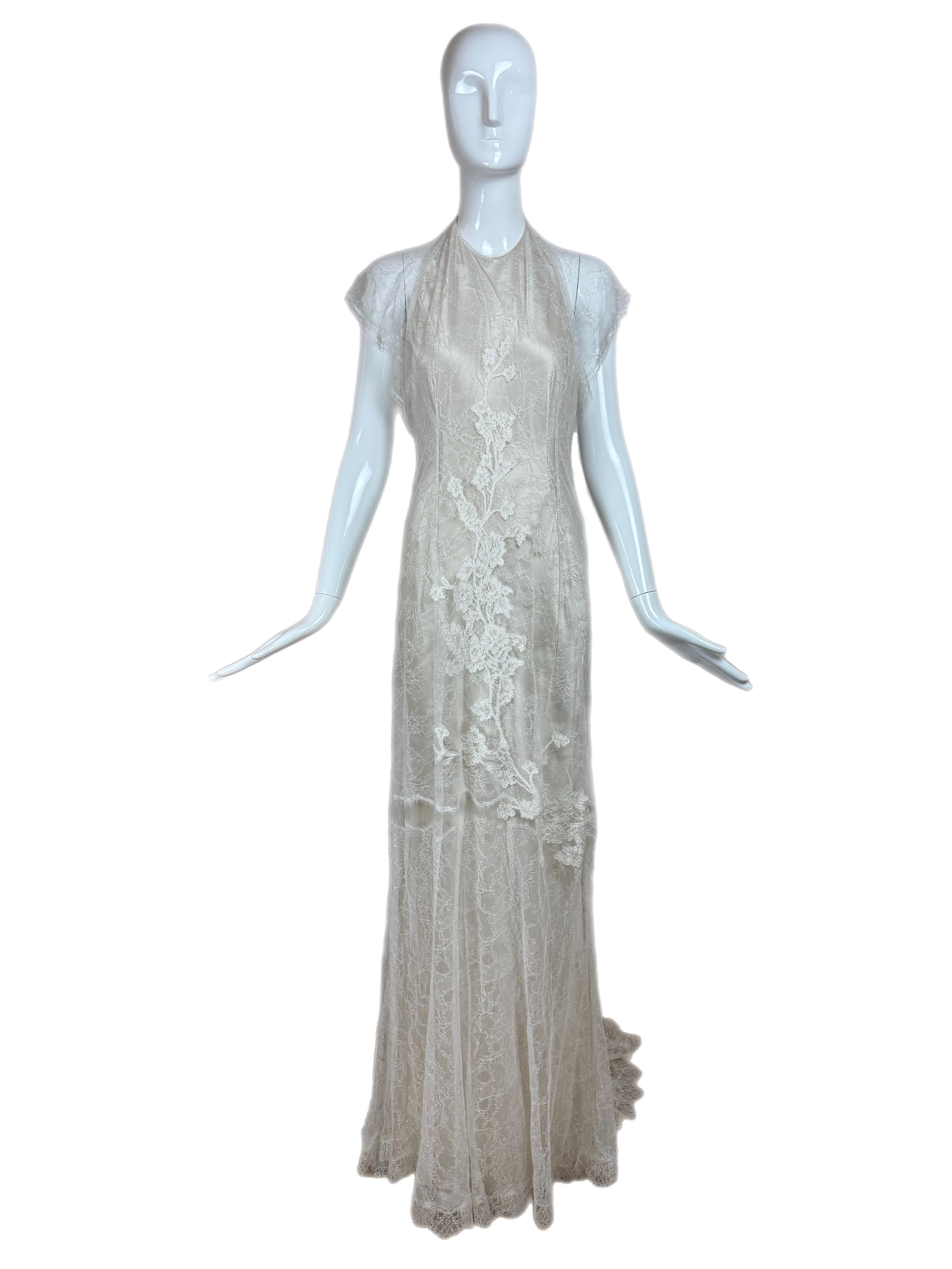 David FIELDEN 2017 Runway Sample Ivory Lace Bridal Gown Maxi Ethereal Dress (robe de mariée en dentelle ivoire) en vente 3