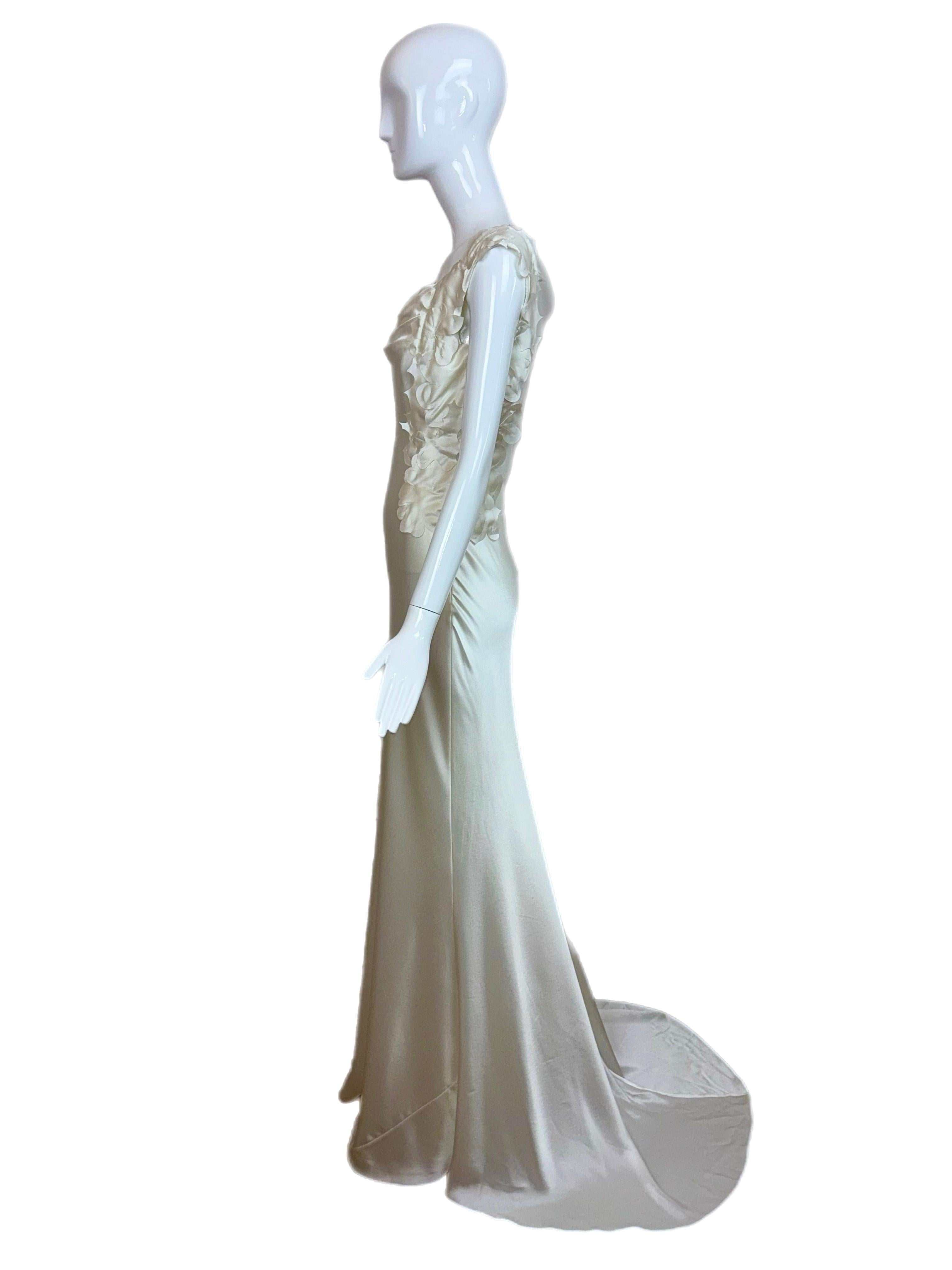 David Fielden 3D pétalos vestido de novia blanco marfil 6