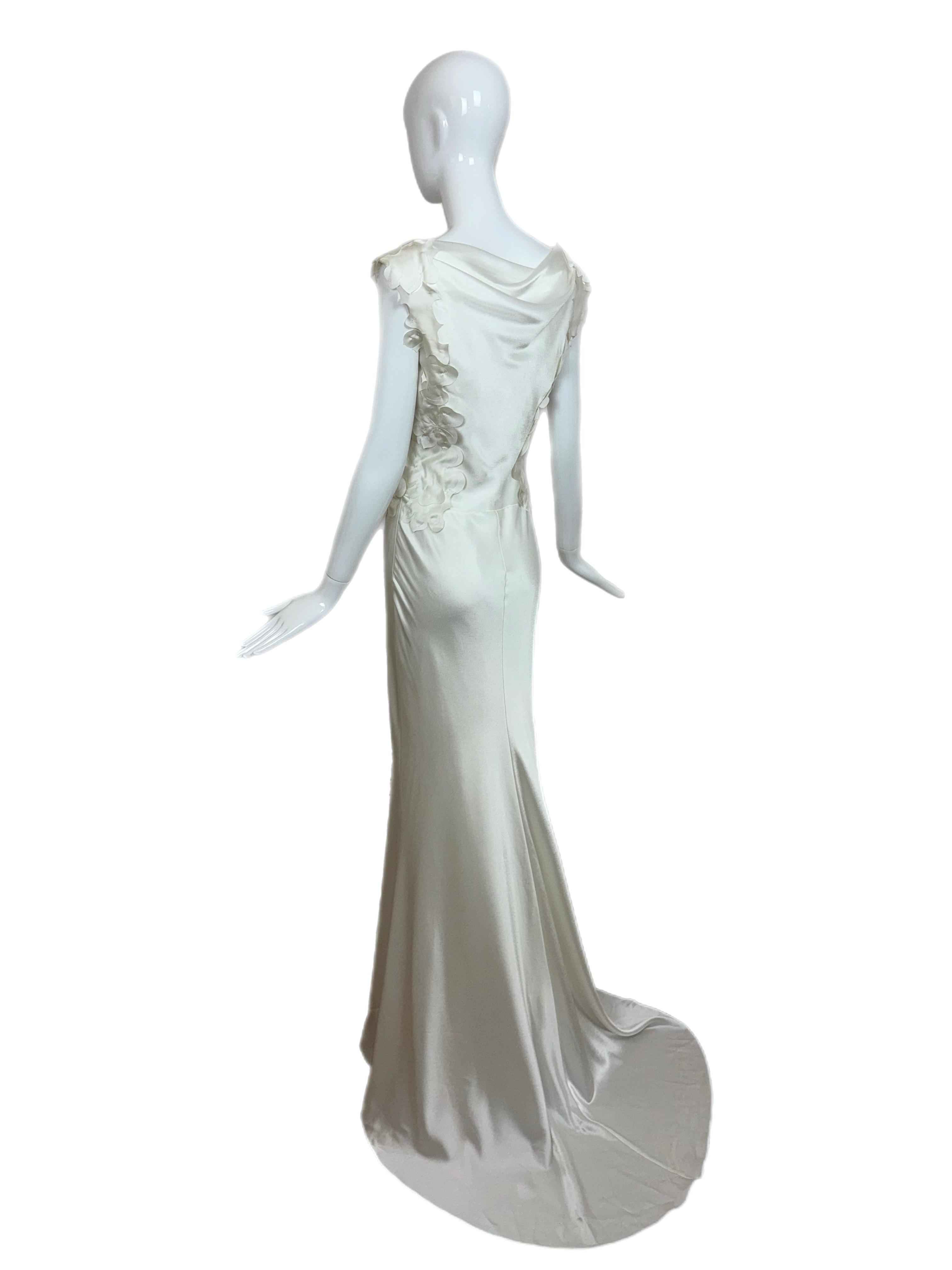 David Fielden 3D pétalos vestido de novia blanco marfil 7