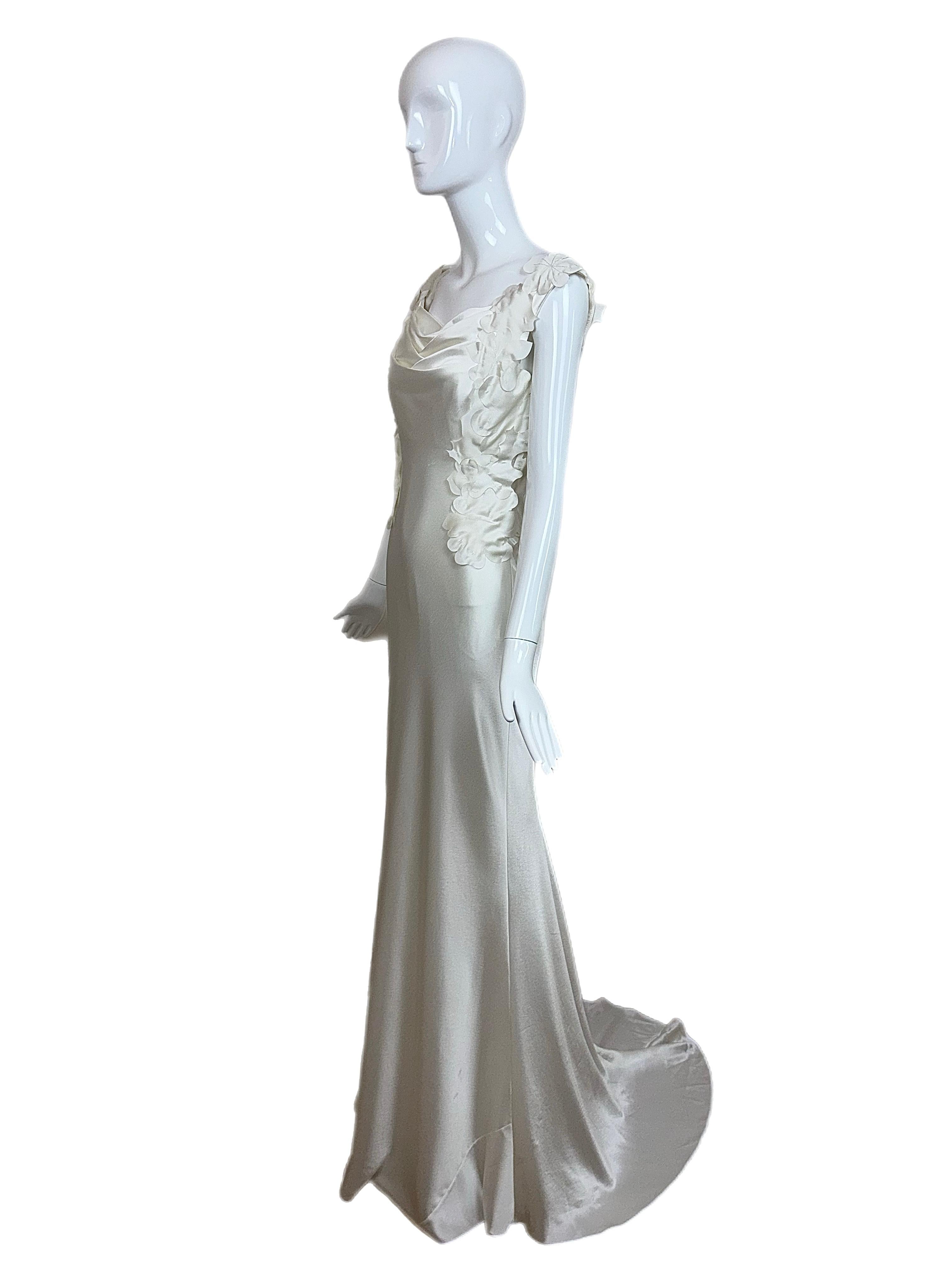 David Fielden 3D pétalos vestido de novia blanco marfil 8