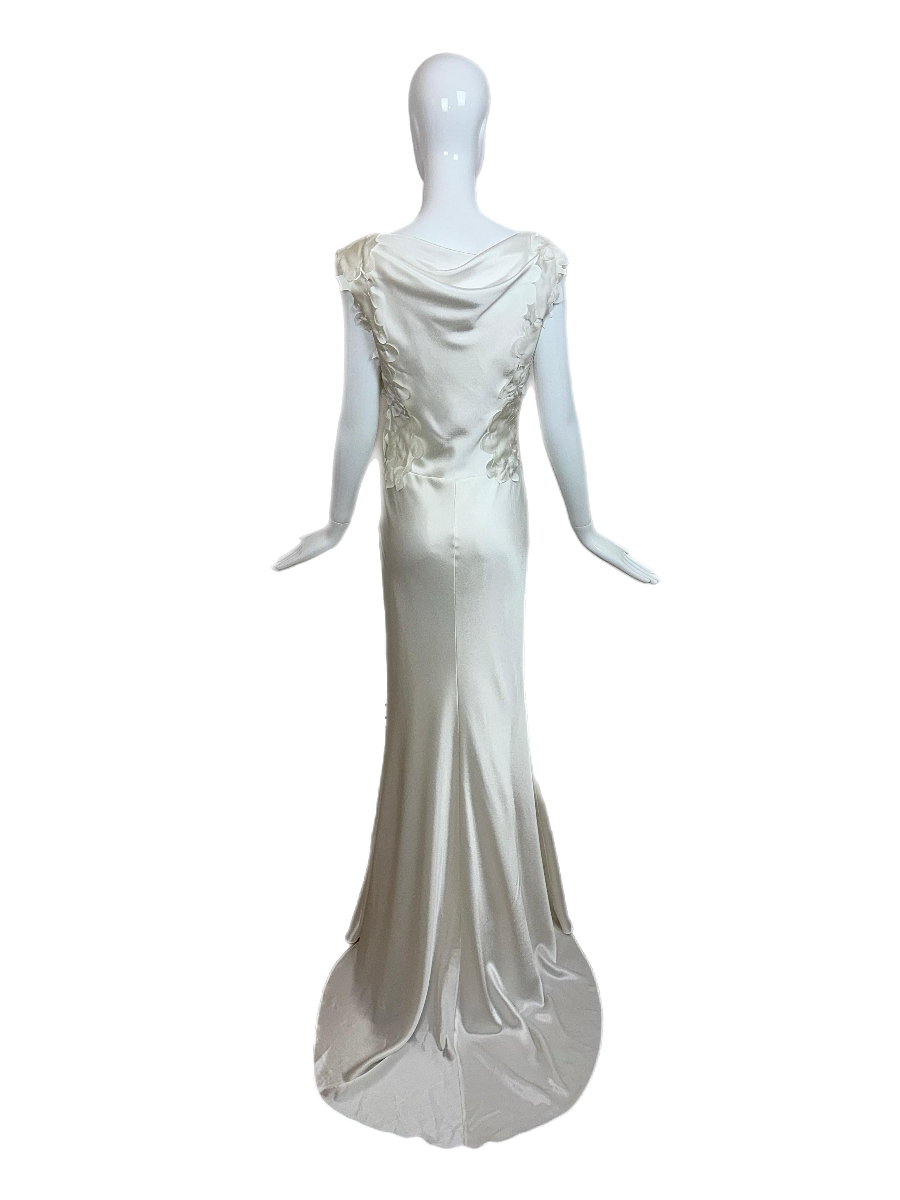 David Fielden 3D pétalos vestido de novia blanco marfil 1