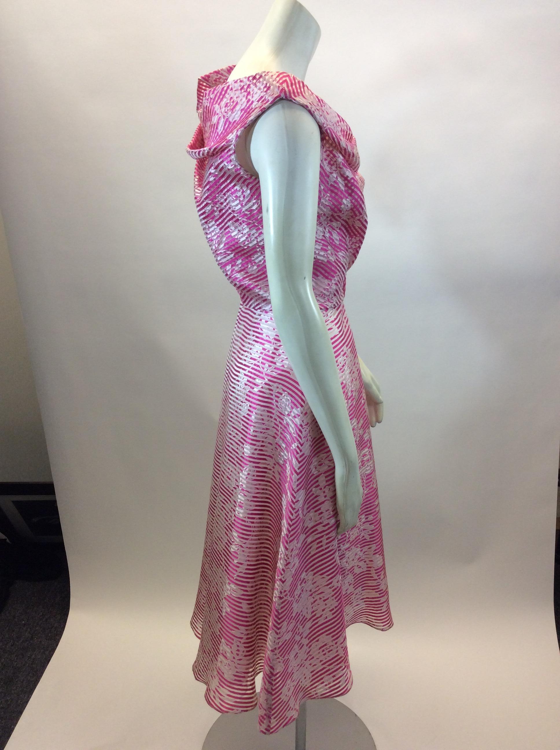 David Fielden Pink and White Stripe Silk Dress NWT In New Condition In Narberth, PA