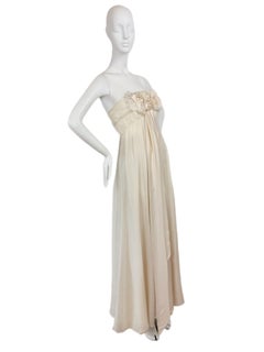 DAVID FIELDEN Sample Ivory Floral Silk Wedding Gown Dress