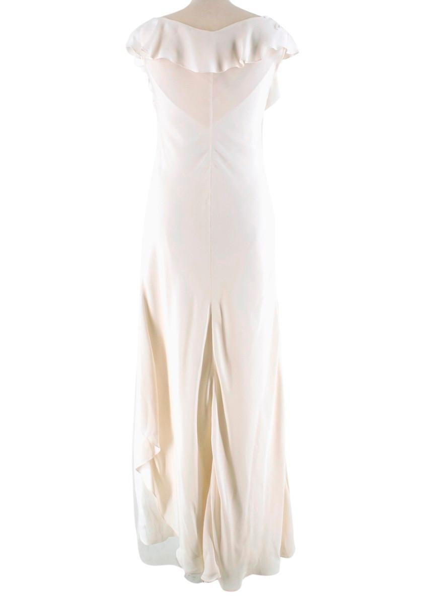 David Fielden Vintage-Hochzeitskleid aus Seidenkrepp mit Spitzenbesatz im Vintage-Stil - Größe US 8 (Grau) im Angebot