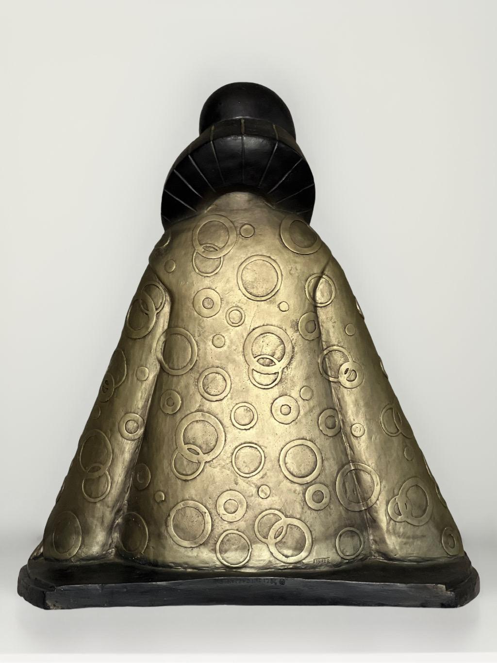 Escultura Pierrot en bronce, David Fisher, Austin Productions, 1986, Firmada Art Decó en venta
