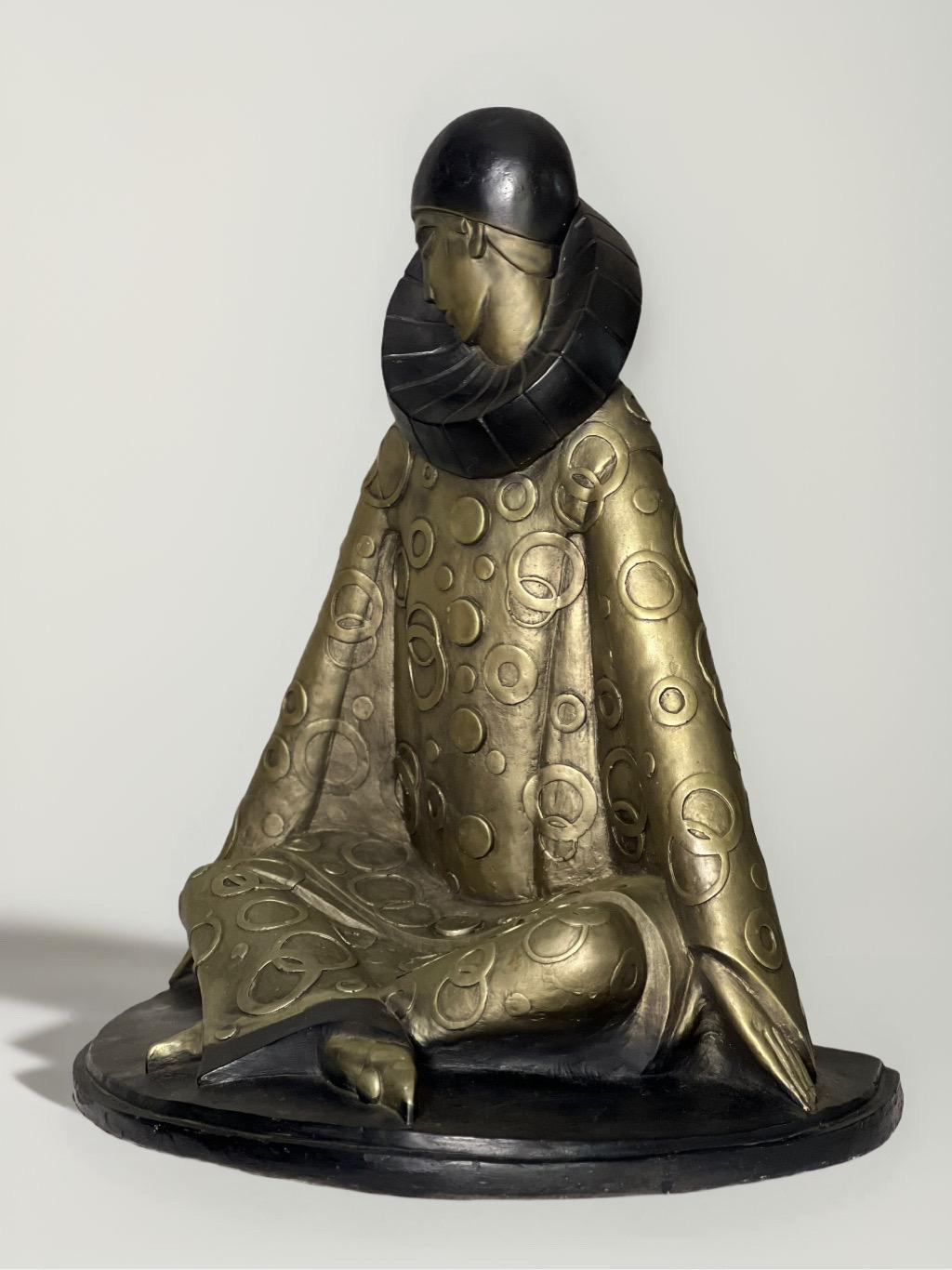 Escultura Pierrot en bronce, David Fisher, Austin Productions, 1986, Firmada Norteamericano en venta