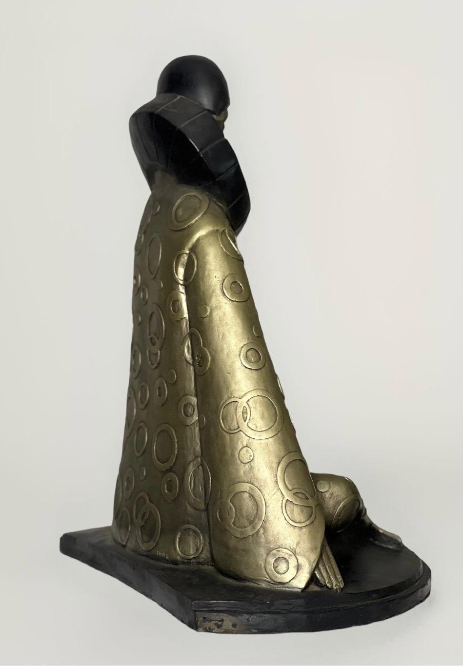 Escultura Pierrot en bronce, David Fisher, Austin Productions, 1986, Firmada en Bueno estado para la venta en Doylestown, PA