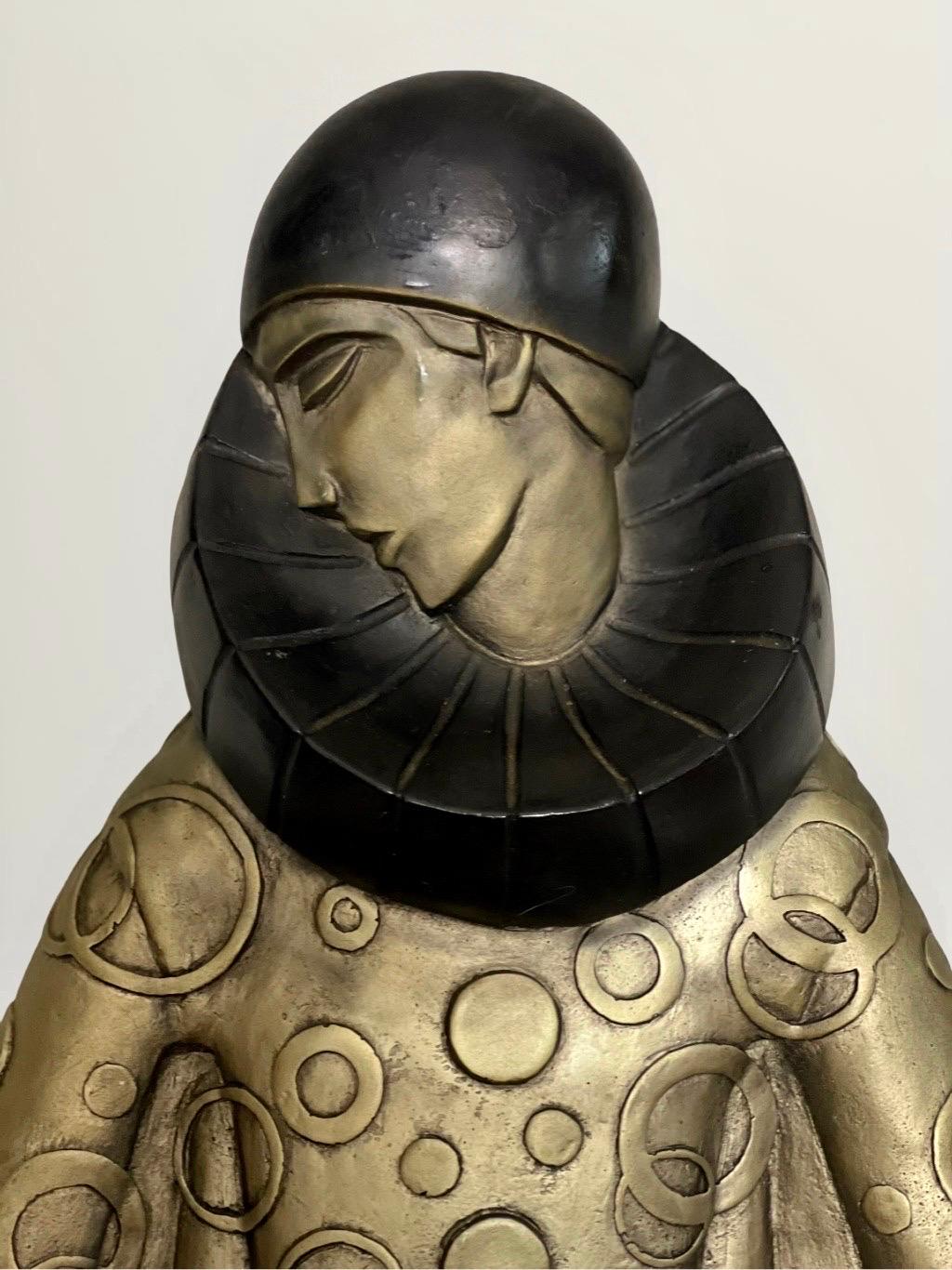 Escultura Pierrot en bronce, David Fisher, Austin Productions, 1986, Firmada finales del siglo XX en venta