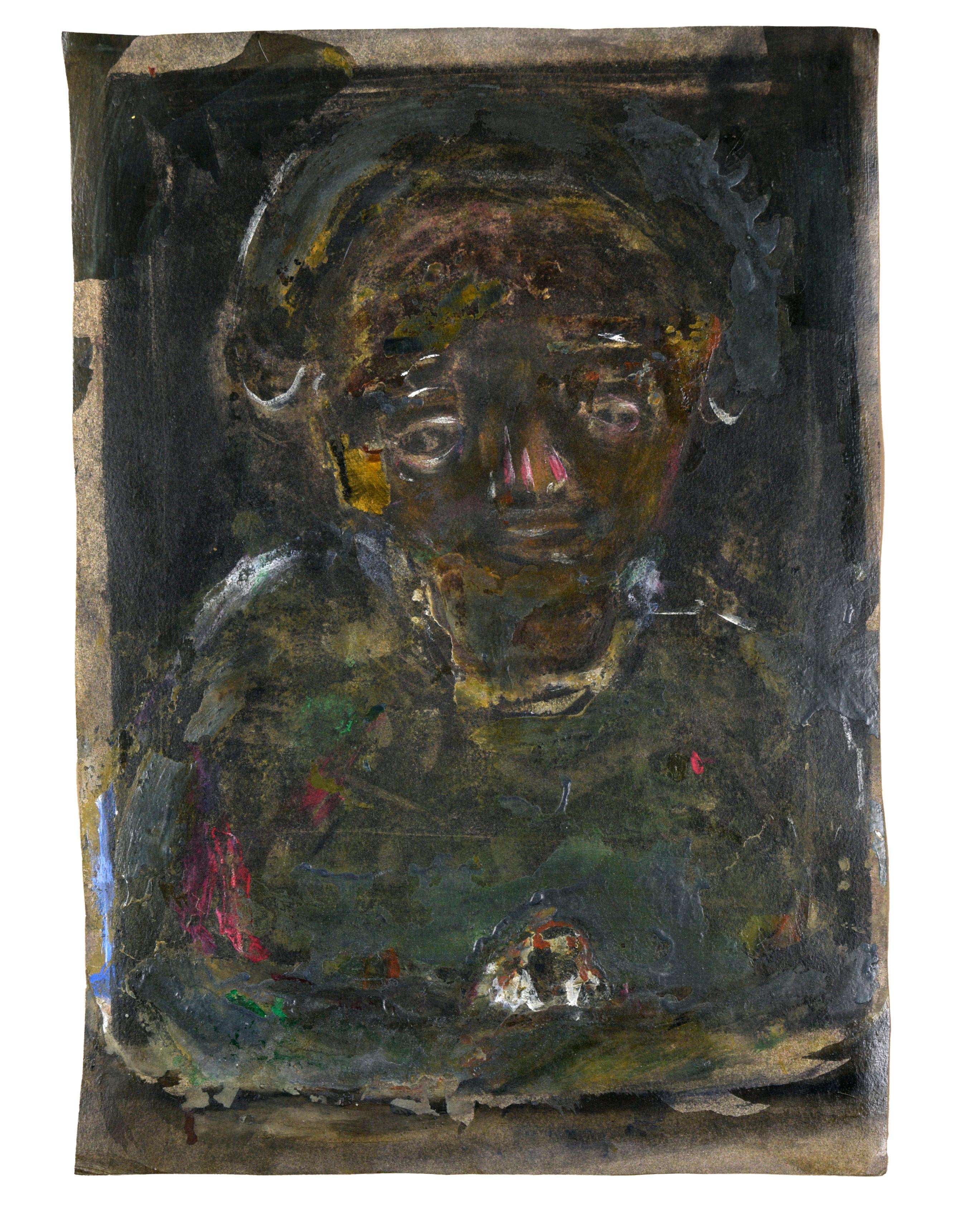 Abstraktes Porträt ohne Titel – Painting von David Fludd
