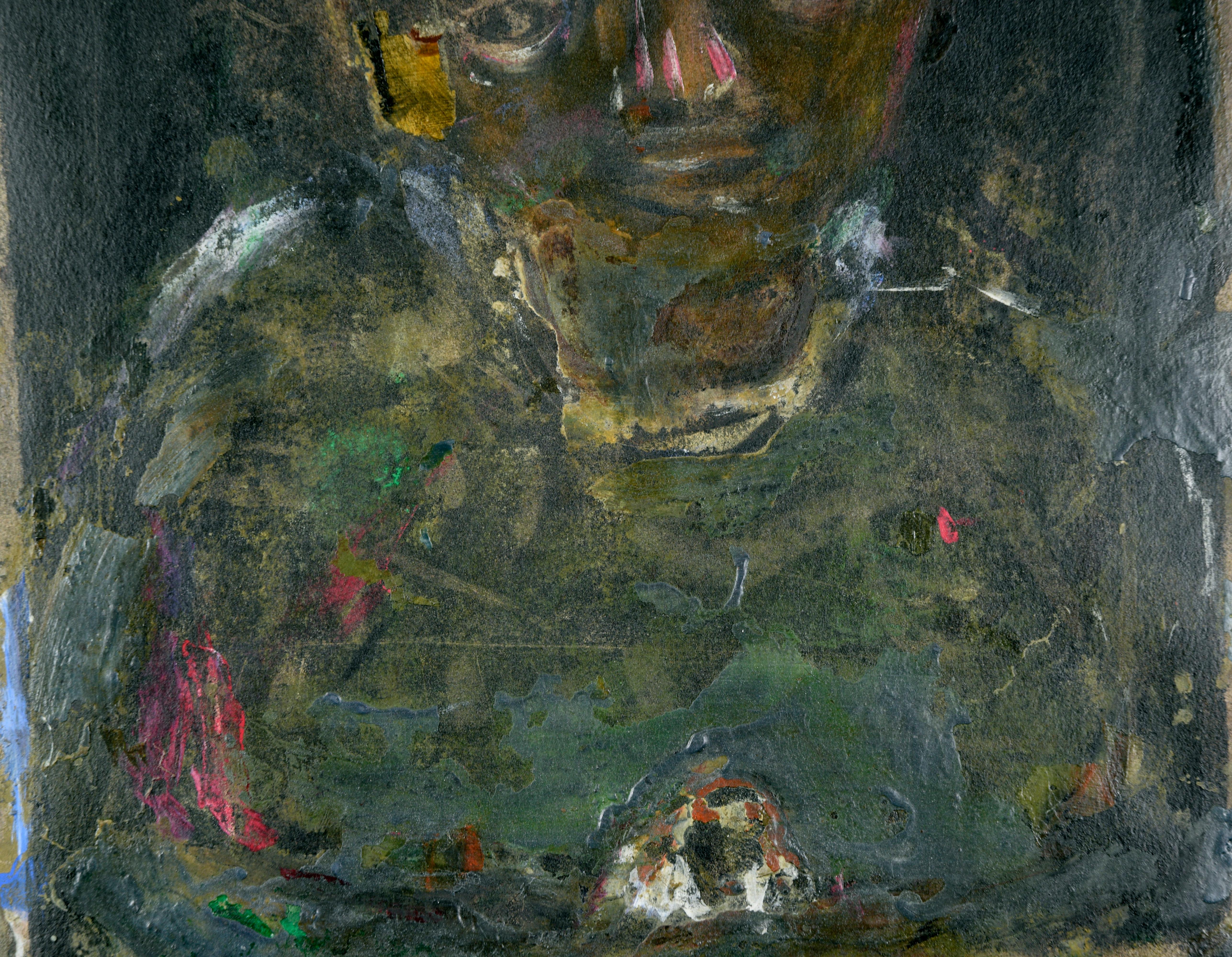 Abstraktes Porträt ohne Titel (Grau), Figurative Painting, von David Fludd