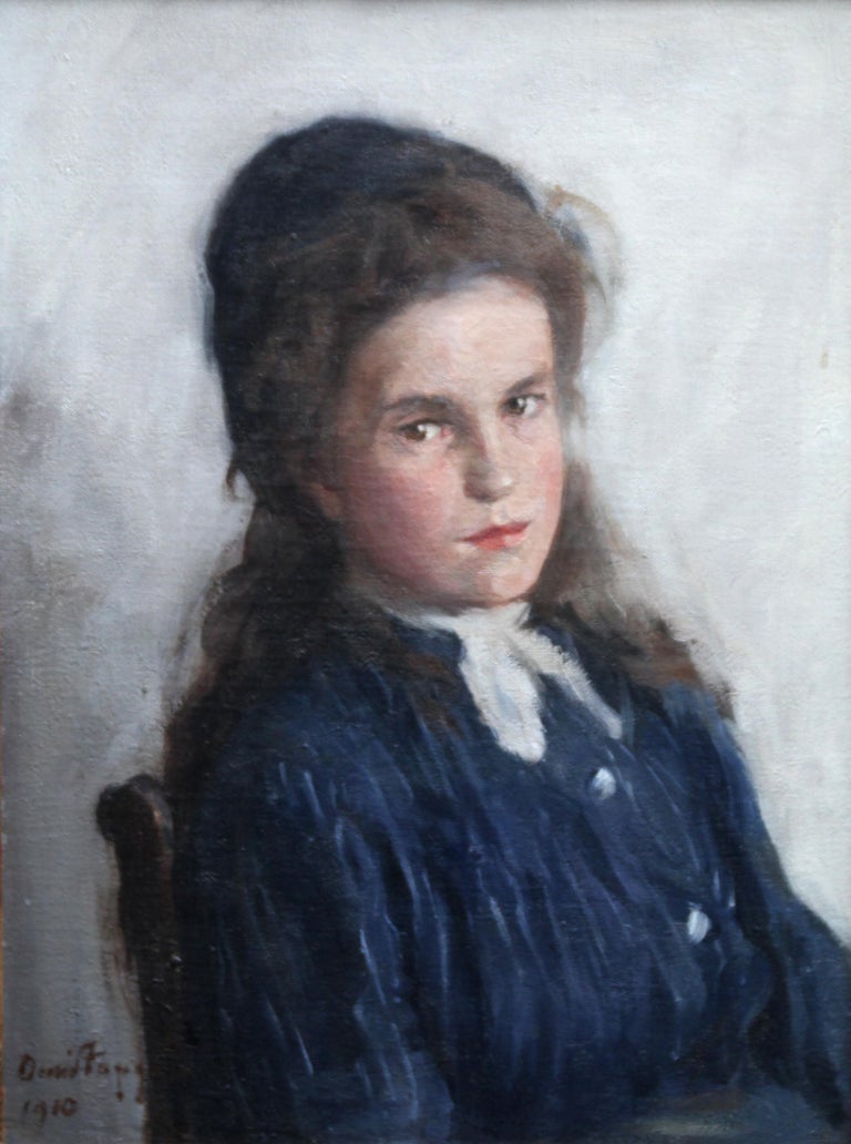 Portrait of a Girl - Scottish Edwardian Impressionist art oil painting For Sale 2