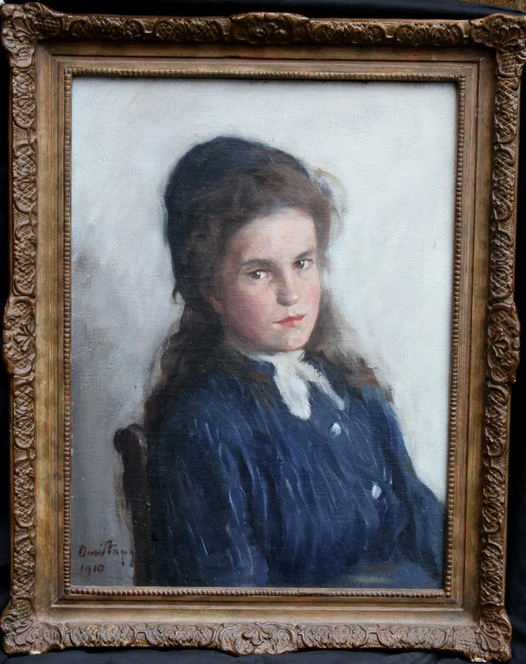 Portrait of a Girl - Scottish Edwardian Impressionist art oil painting For Sale 3