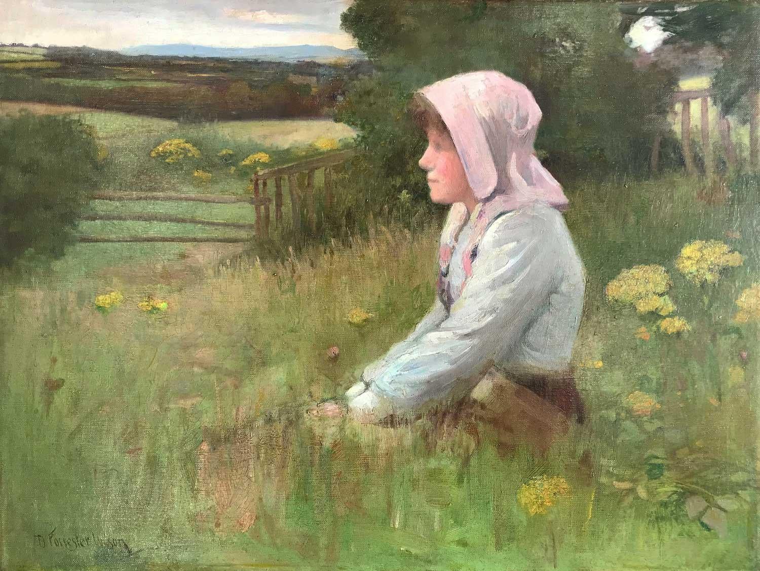 David Forrester Wilson Figurative Painting - Summer Haze, Early 20th Century Original Oil 