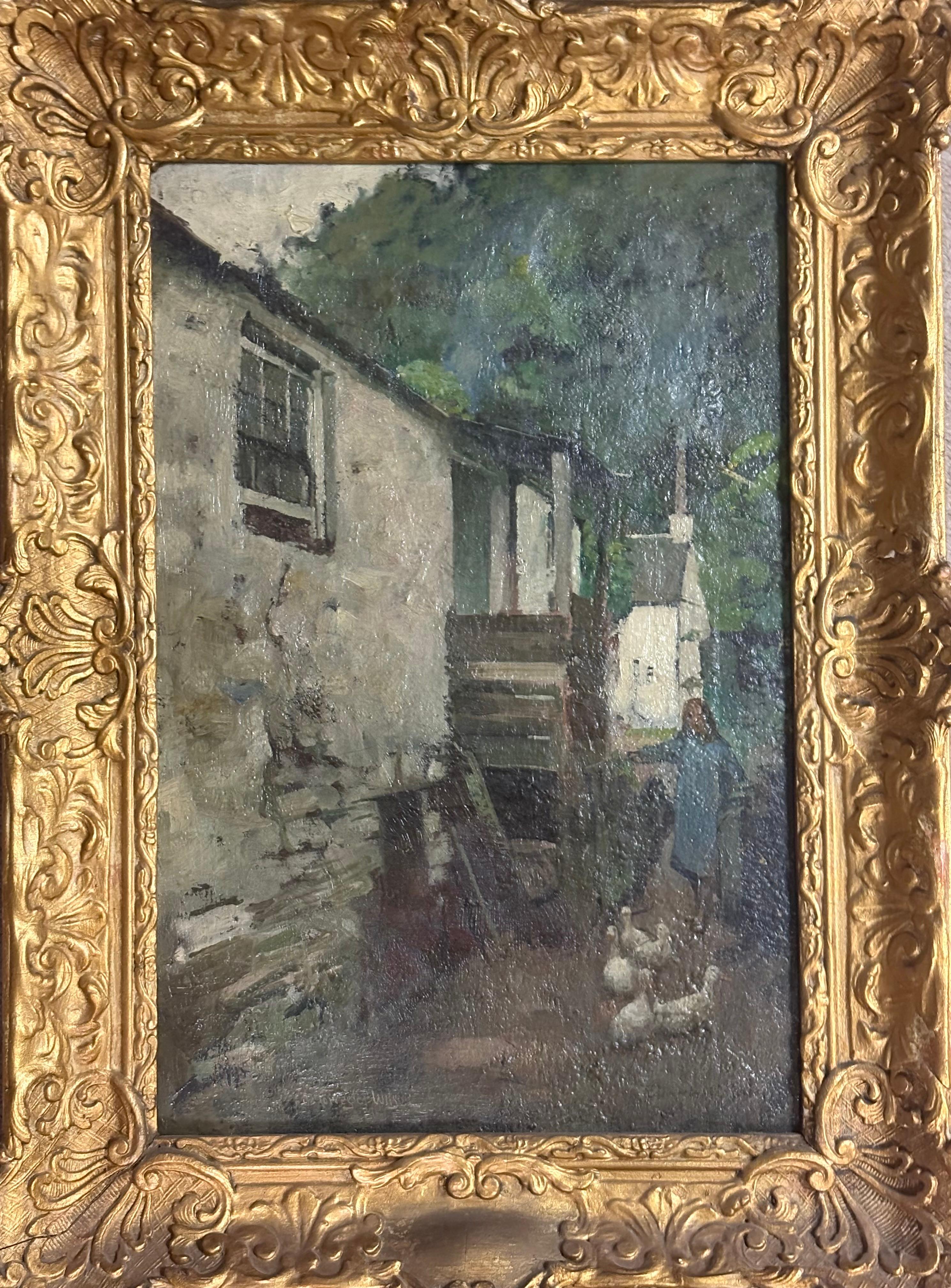 Frau im Dorf – Painting von David Forrester Wilson