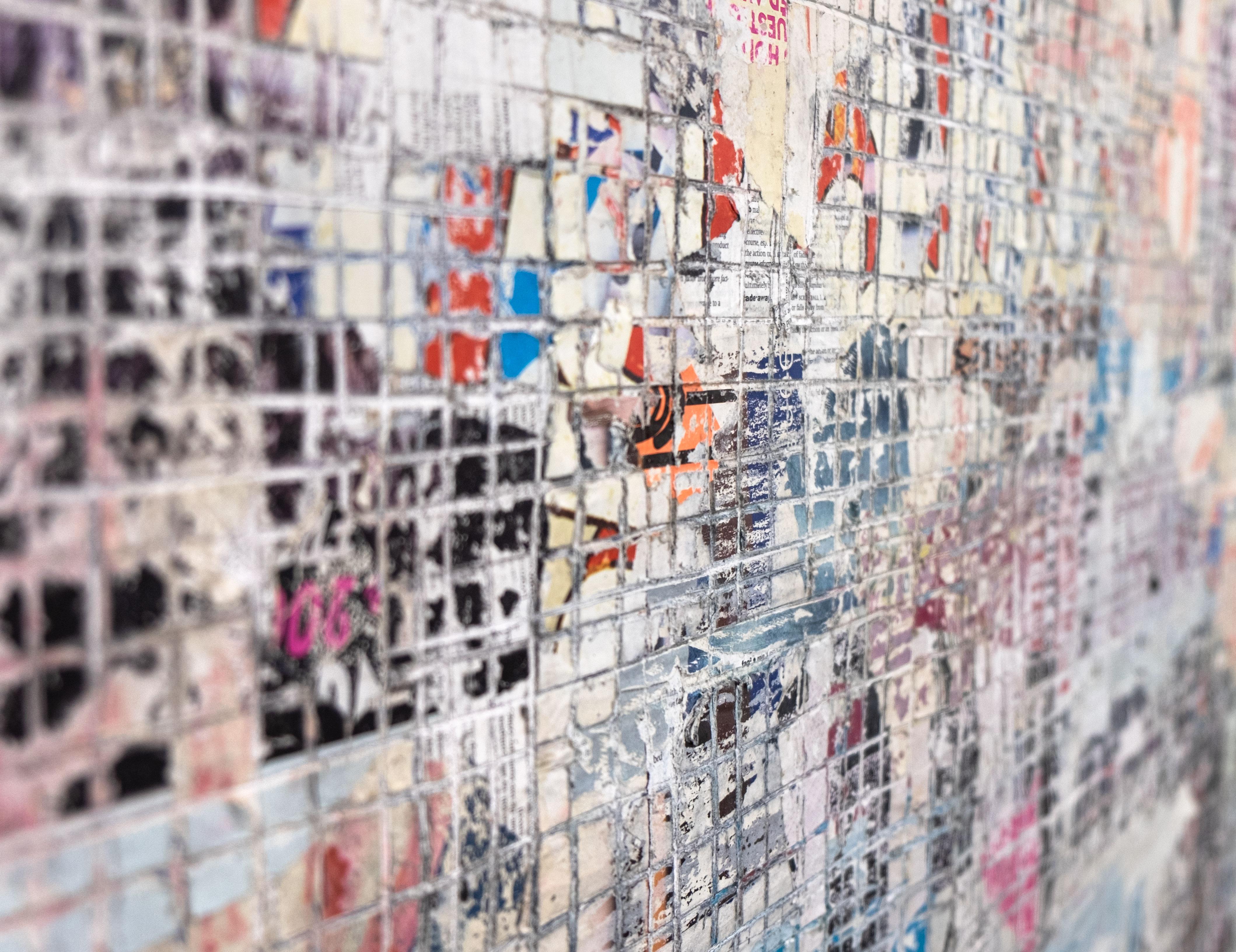 Pylônes - peinture abstraite pastel texturée sur papier inspirée du street art - Art de David Fredrik Moussallem