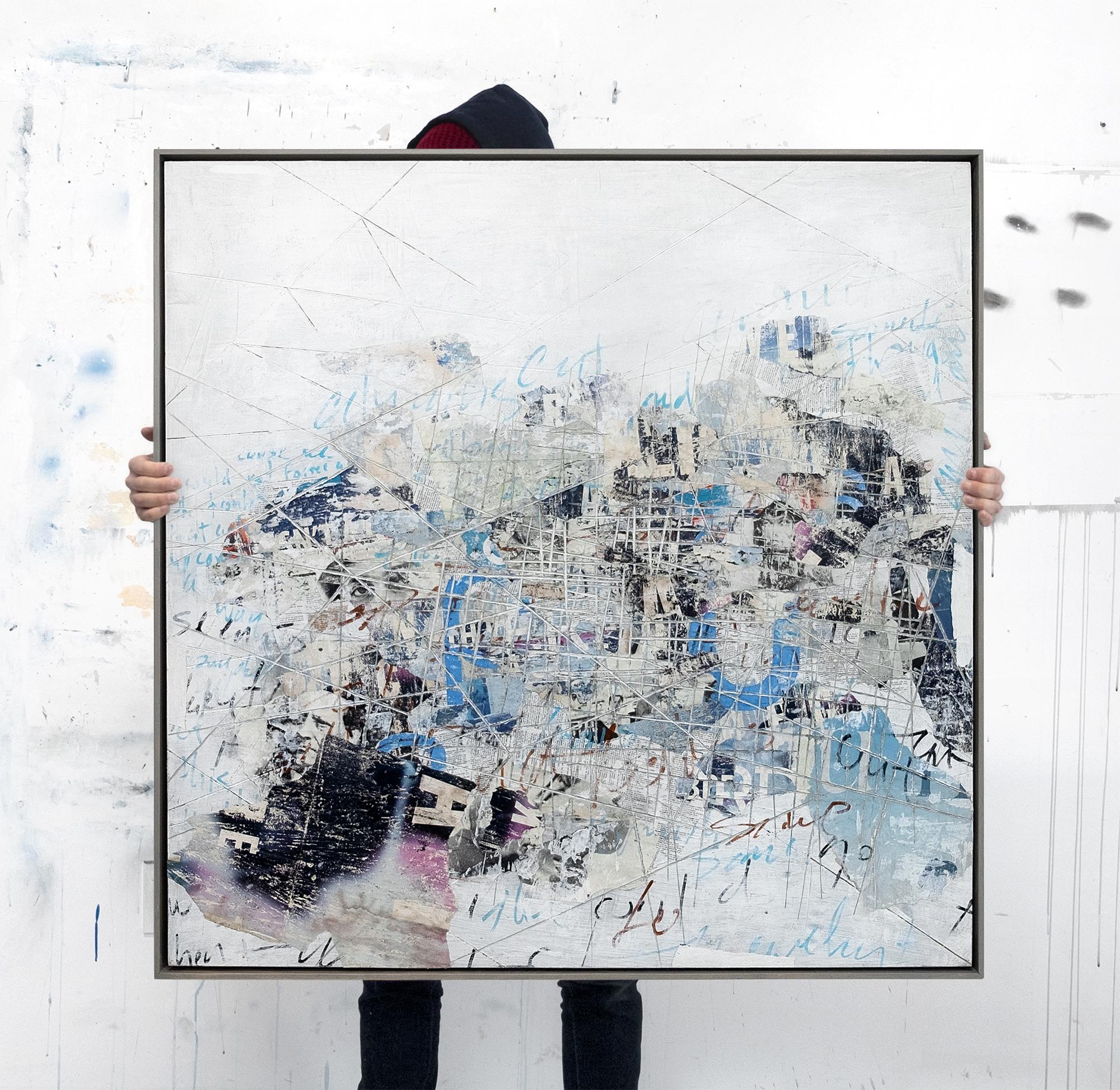 Urban Anatomy - contemporary abstract street art graffiti painting blue grey - Painting by David Fredrik Moussallem