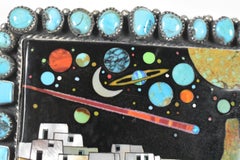David Freeland Jr. Galaxy Sterling and Turquoise Belt Buckle
