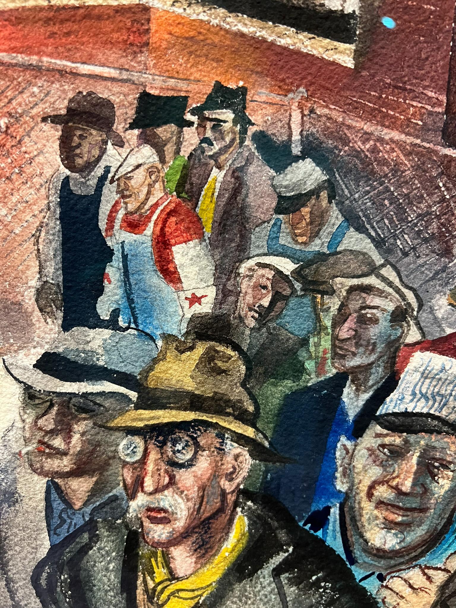 Leaving the Factory- American Scene Watercolor Painting-WPA Painter For Sale 2