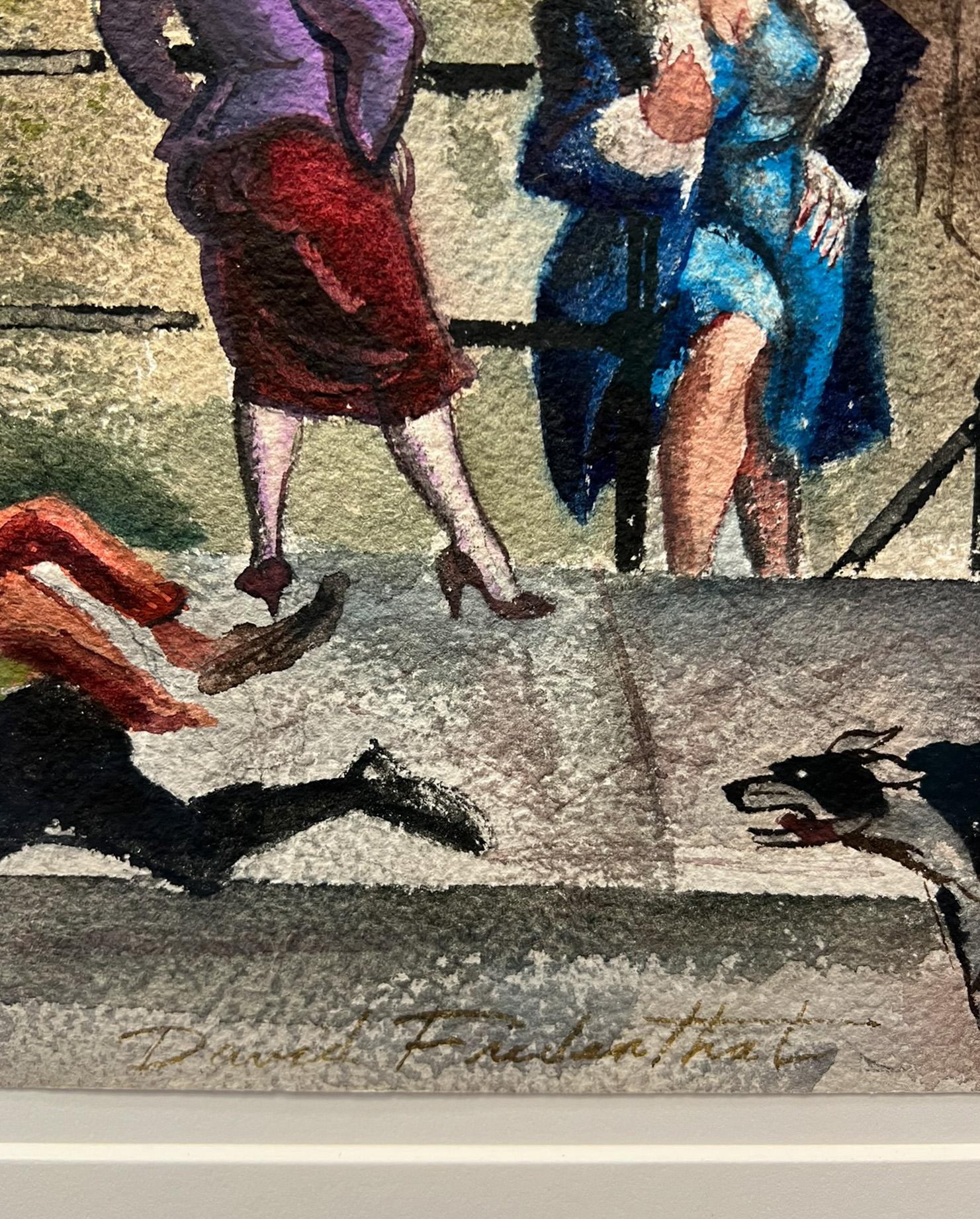 Leaving the Factory- American Scene Watercolor Painting-WPA Painter For Sale 3