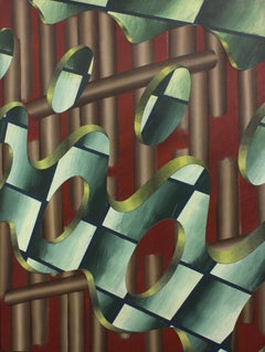 
Saint Helices 61
 Op Art in reds, greens and golds  with 3D shading