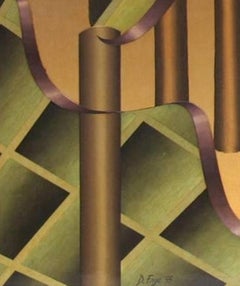 'Saint Helices 65' Op Art in green, orange and gold with 3D effect