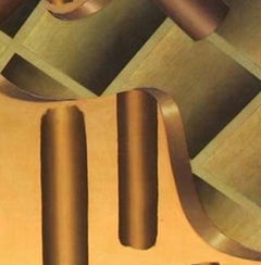 'Saint Helices 66' Op Art in green, orange and gold with 3D effect