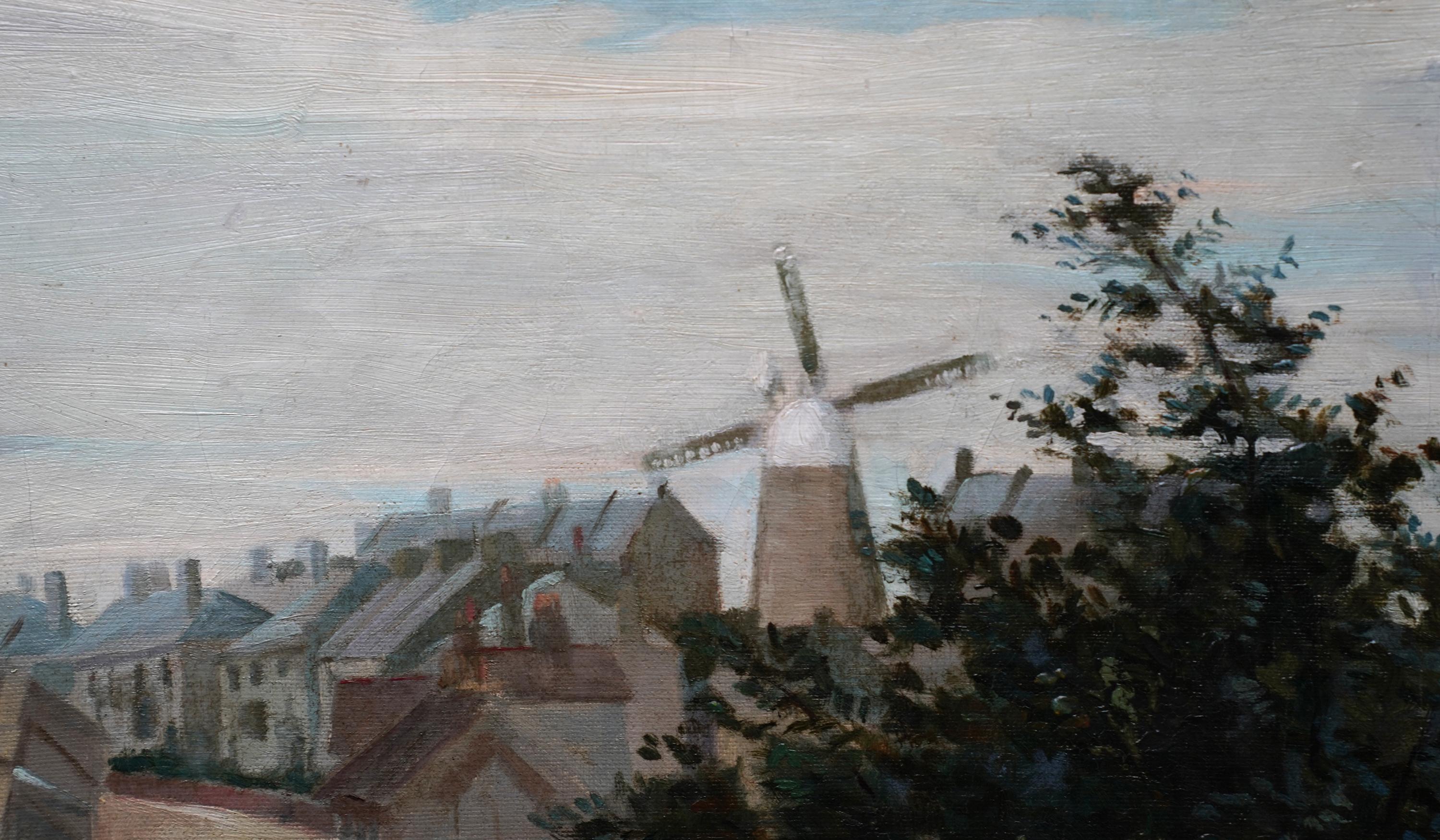 City Garden with Windmill Beyond - Scottish 19th century landscape oil painting For Sale 2