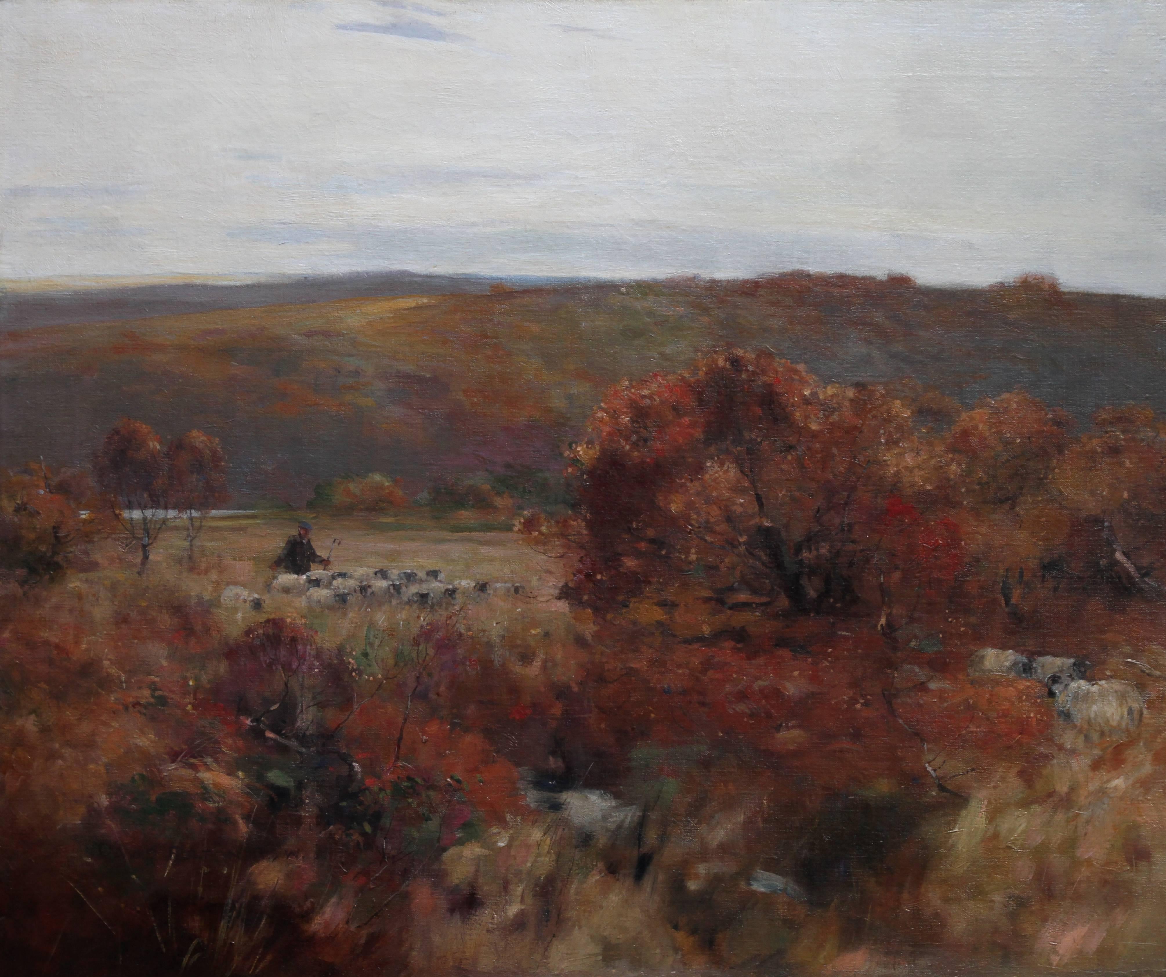 Pastoral Landscape - Scottish art 1900 Impressionist landscape oil painting  - Painting by David Fulton