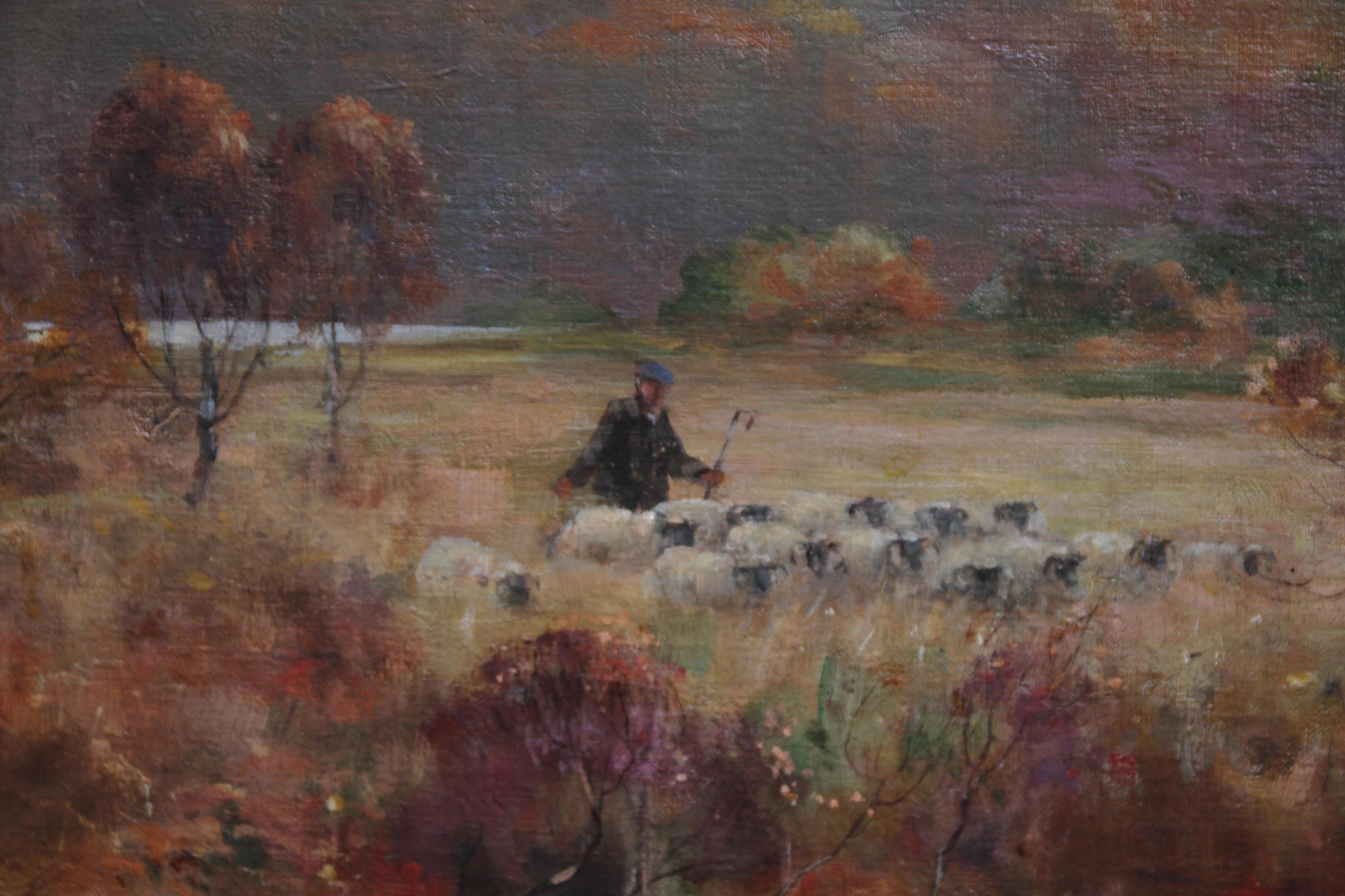 Paysage pastoral - Art écossais 1900 Peinture à l'huile impressionniste de paysage en vente 1