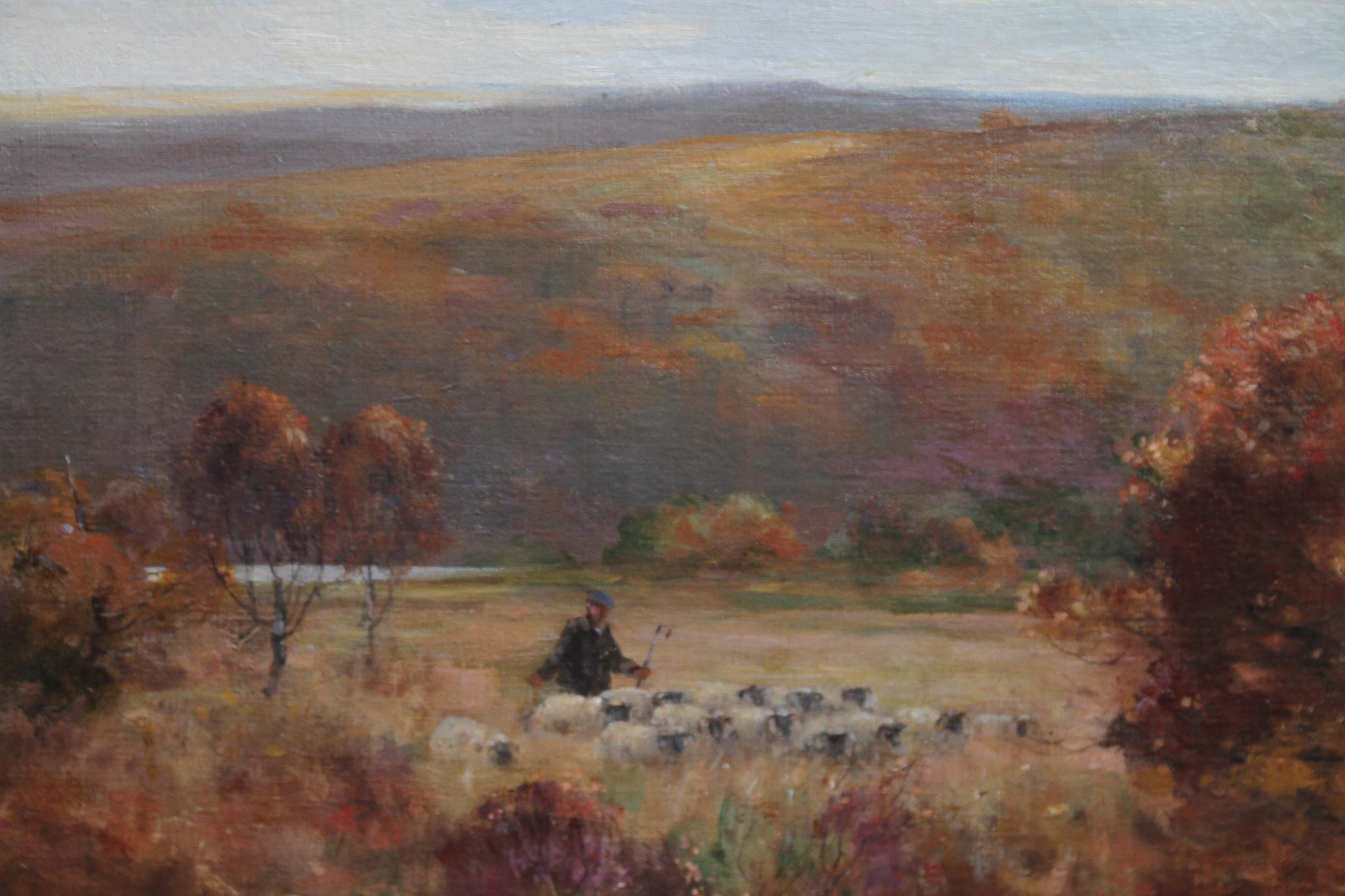 Pastoral Landscape - Scottish art 1900 Impressionist landscape oil painting  For Sale 4