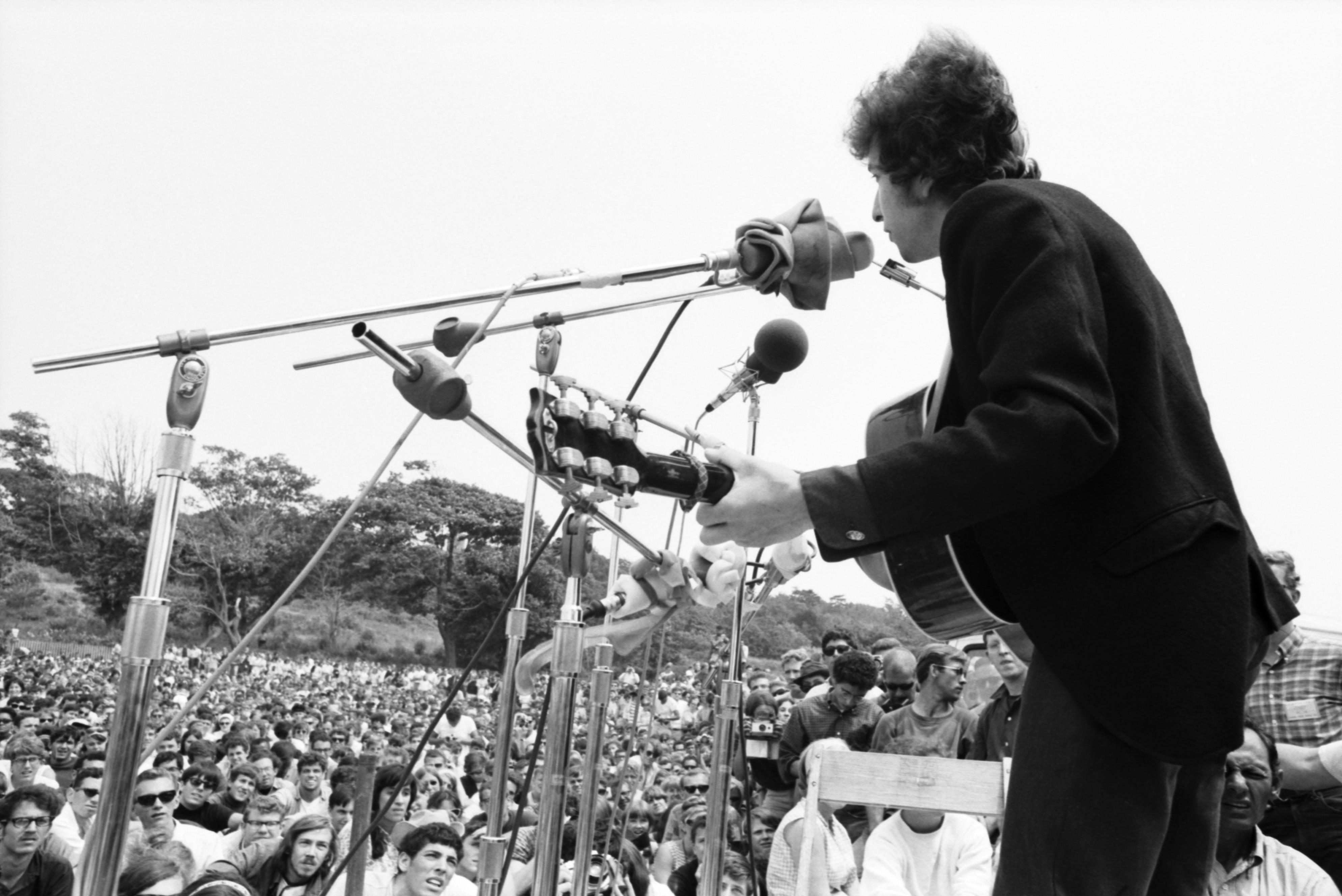 Bob Dylan, Black & White Photograph in Newport, RI, Summer of 1965