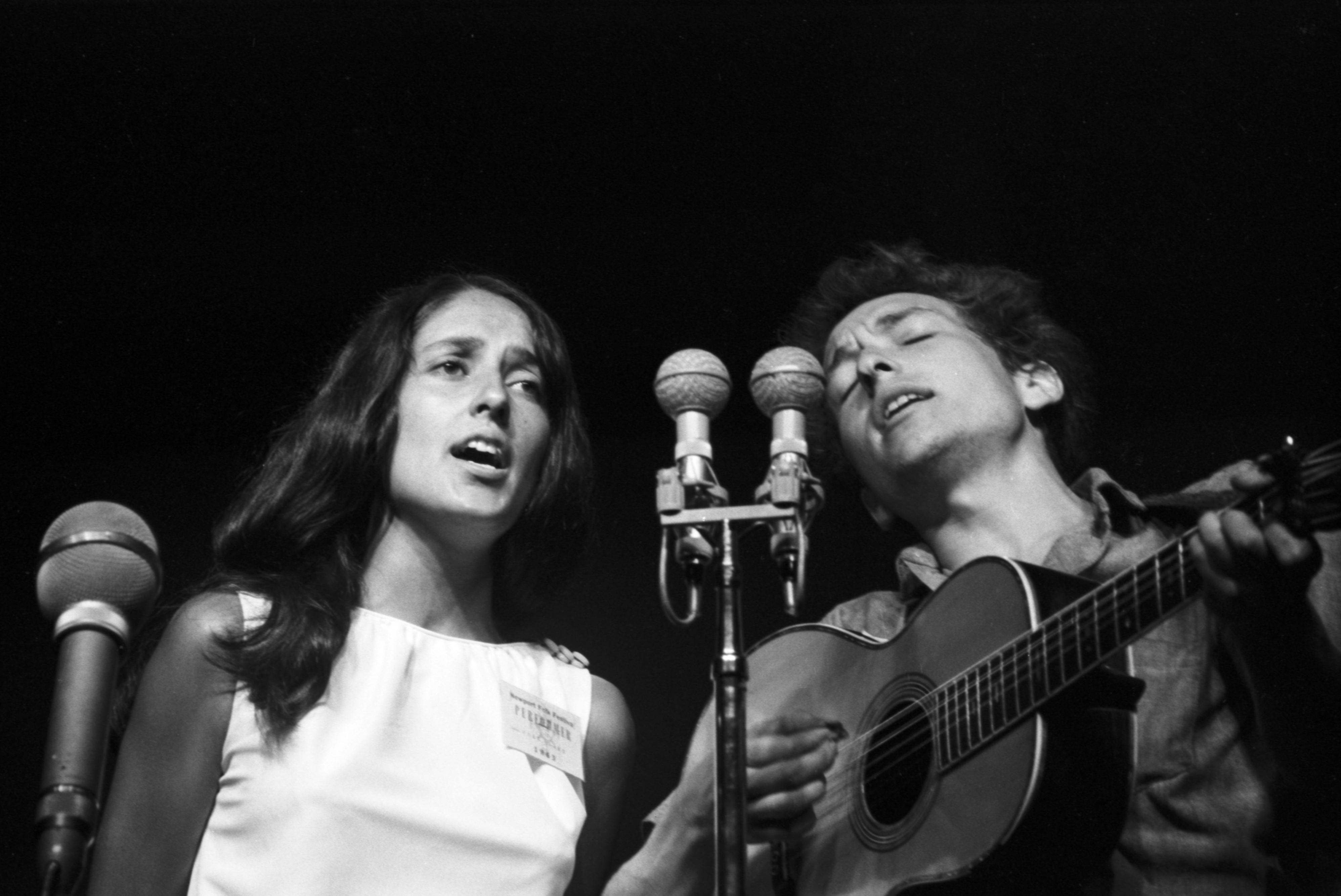 Bob Dylan & Joan Baez, Black & White Photograph at Newport, 1963
