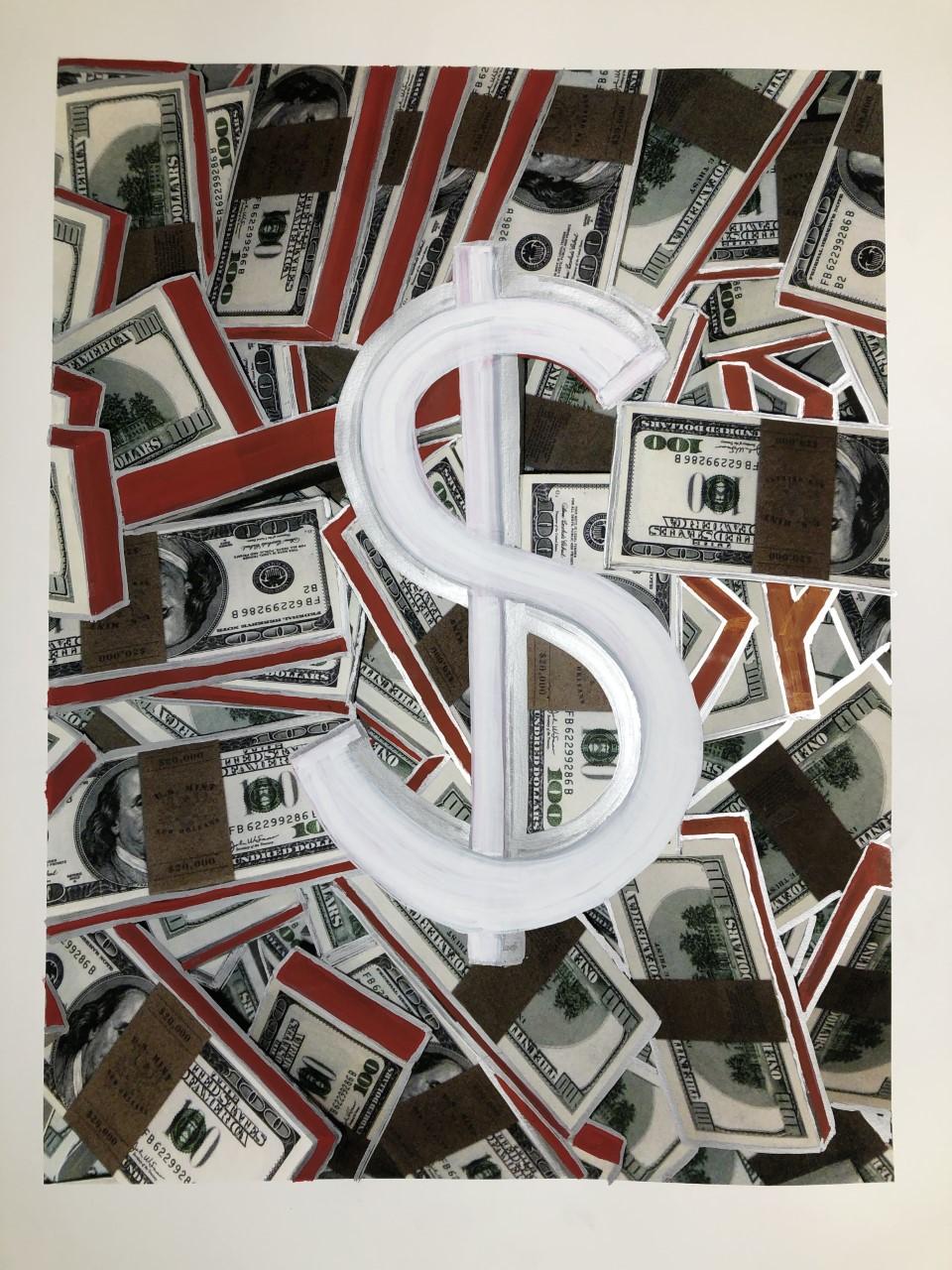 The Dollar Sign and Money - Mixed Media Art by David Gamble