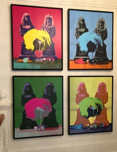 Andy Warhol's Wig, Glasses & Money - Blue Silkscreen by David Gamble - Pop Art