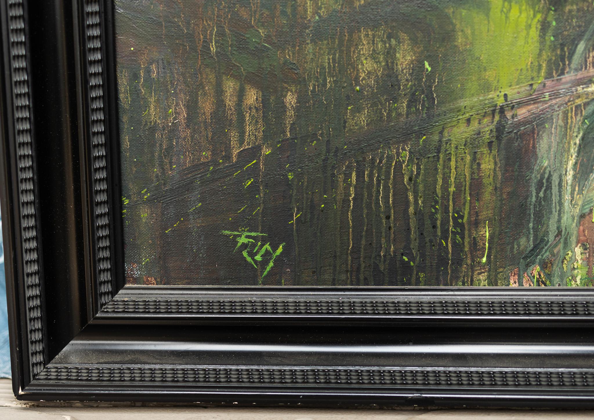 Cette peinture impressionniste de David Gamero représente un bel escalier en pierre baigné de soleil et entouré d'une végétation luxuriante.
45.5