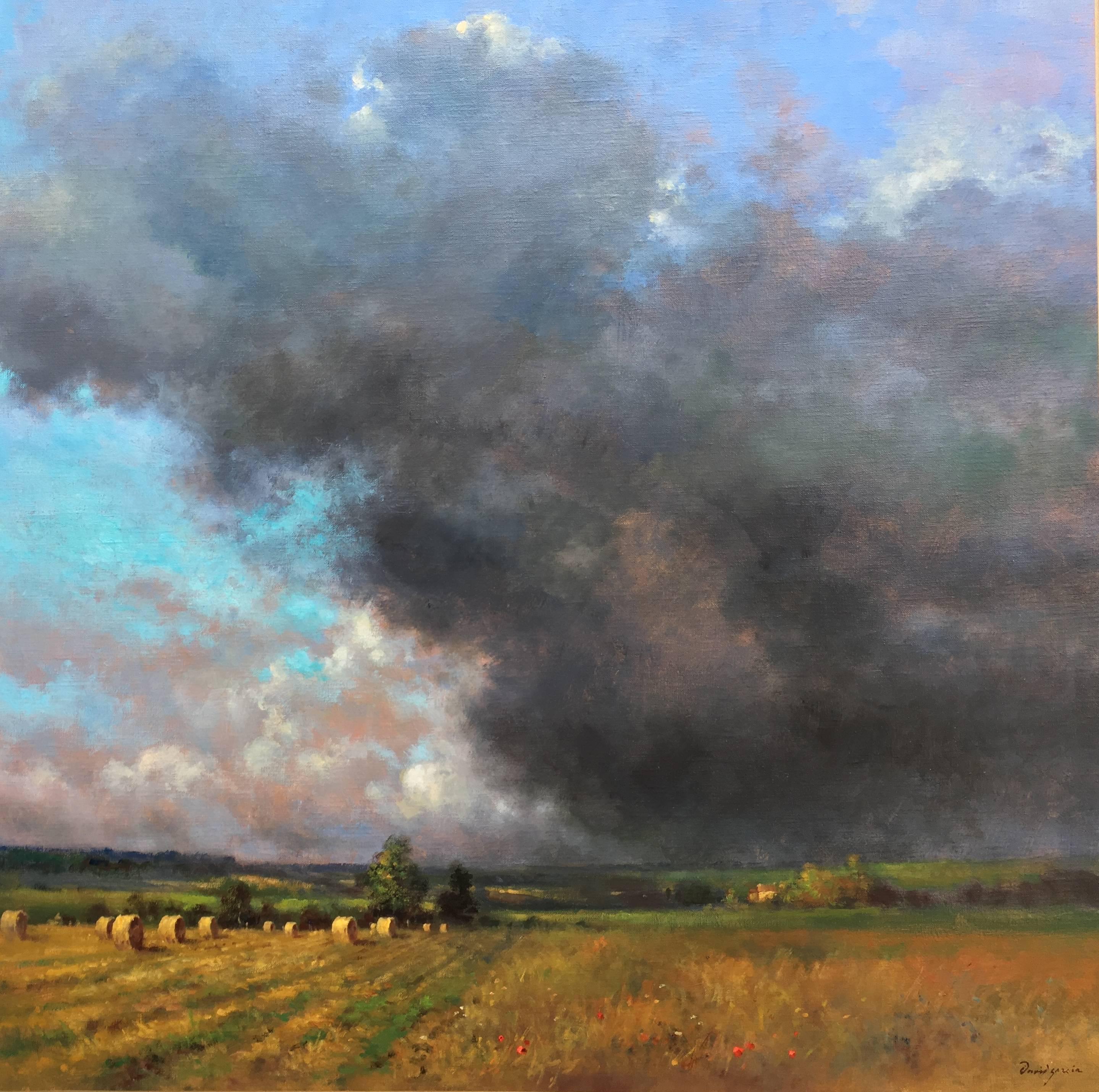 David Garcia Landscape Painting - Before the big storm, post-impressionist style oil painting