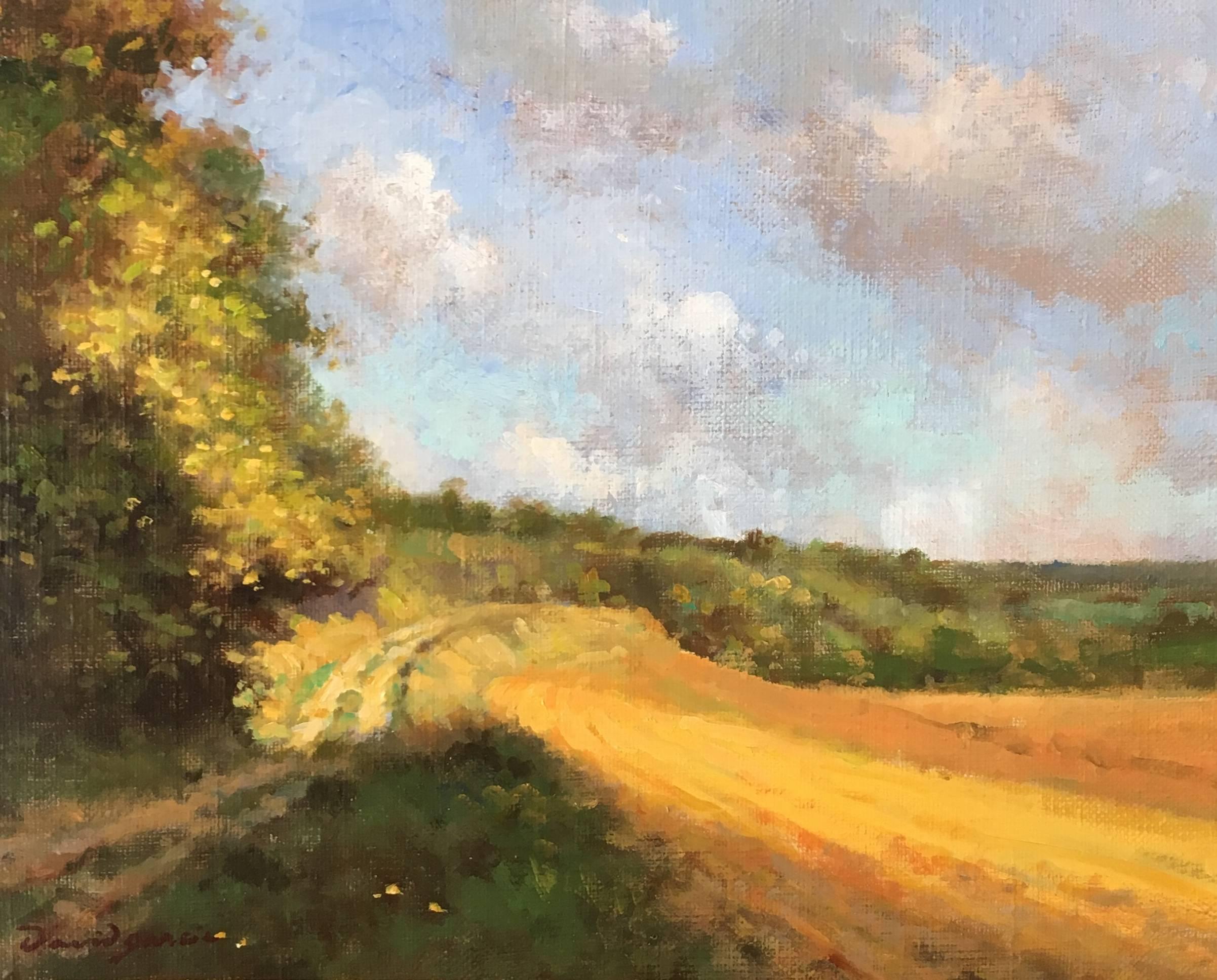 David Garcia Landscape Painting - "Chemin de Montbois" little oil painting post-impressionist style