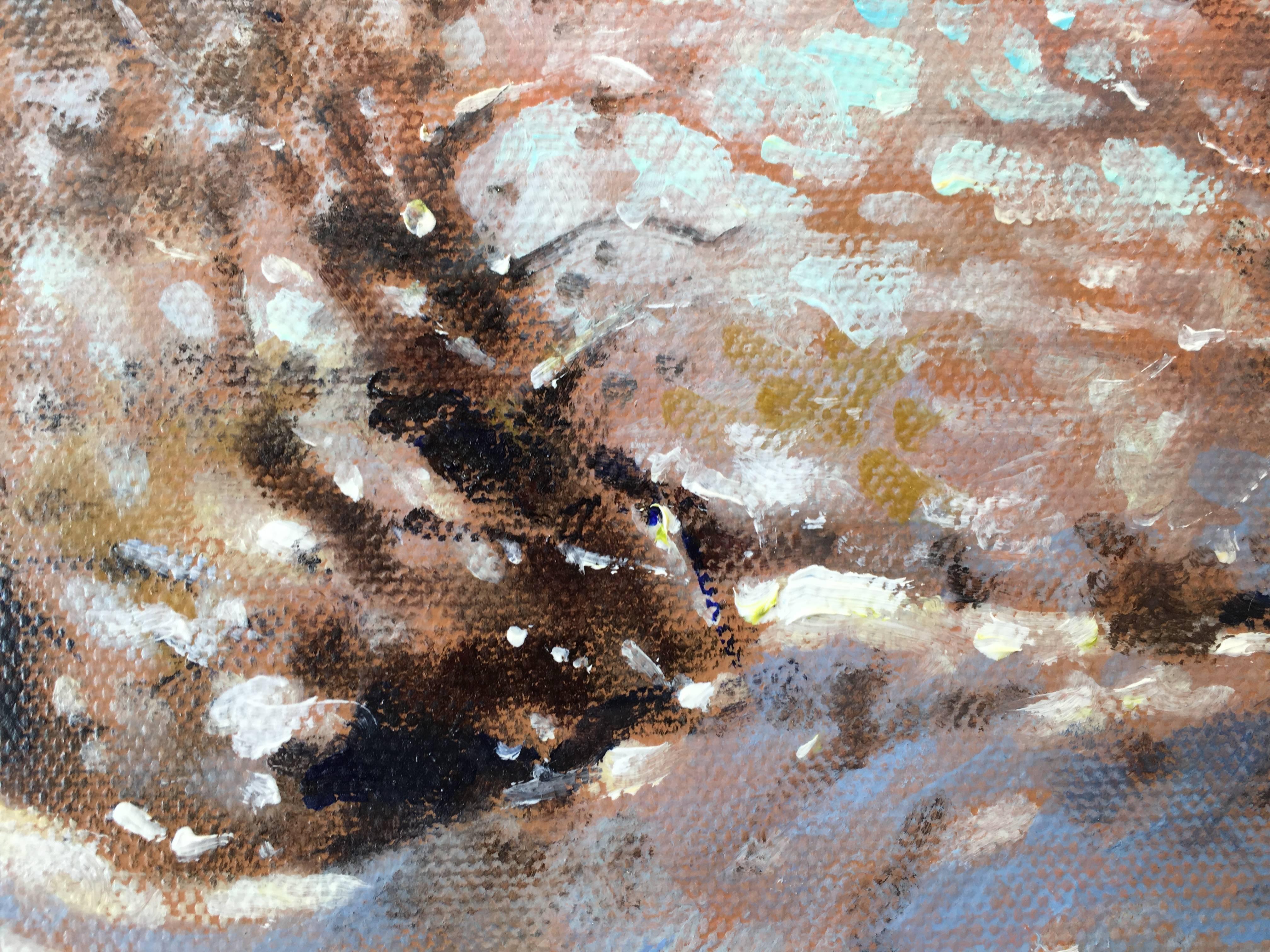 Undergrowth in winter, little oil on canvas, impressionist style - Painting by David Garcia