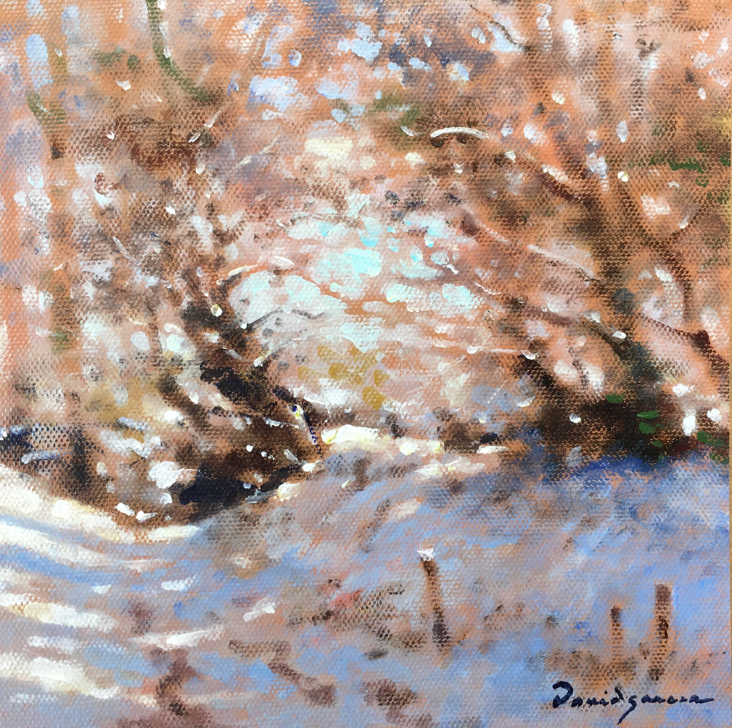 David Garcia Figurative Painting - Undergrowth in winter, little oil on canvas, impressionist style