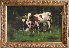 Antique David Gauld, Impressionist scene of Ayrshire calves