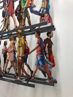 5th Avenue L pop art handpainted original metal wall sculpture by David Gerstein