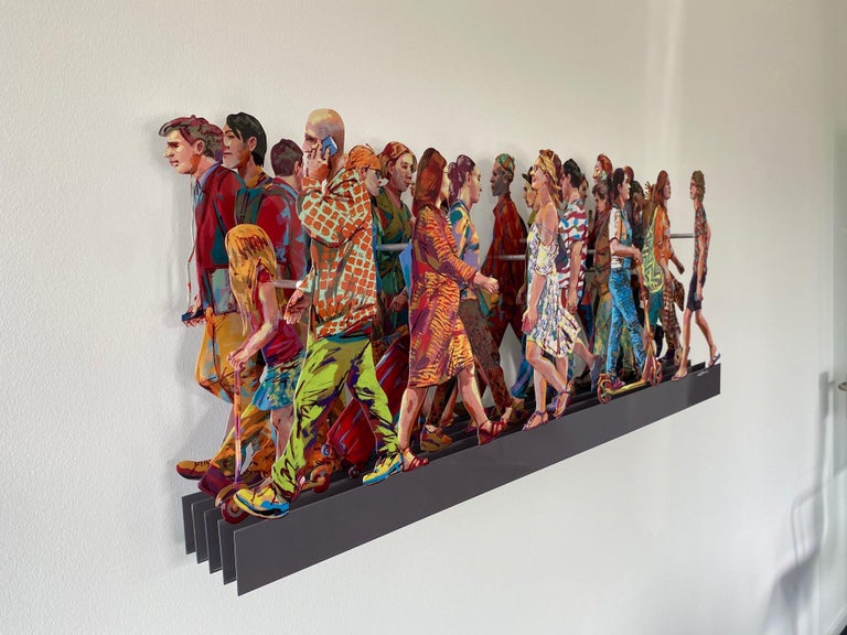 David Gerstein Champs Elysees pop art Paris street scene metal wall sculpture by David