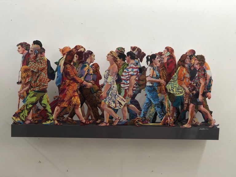 David Gerstein Champs Elysees pop art Paris street scene metal wall sculpture by David