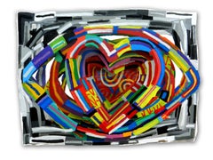 ""Love in Your Eyes"", 3D-Wandskulptur aus handbemaltem Metall 