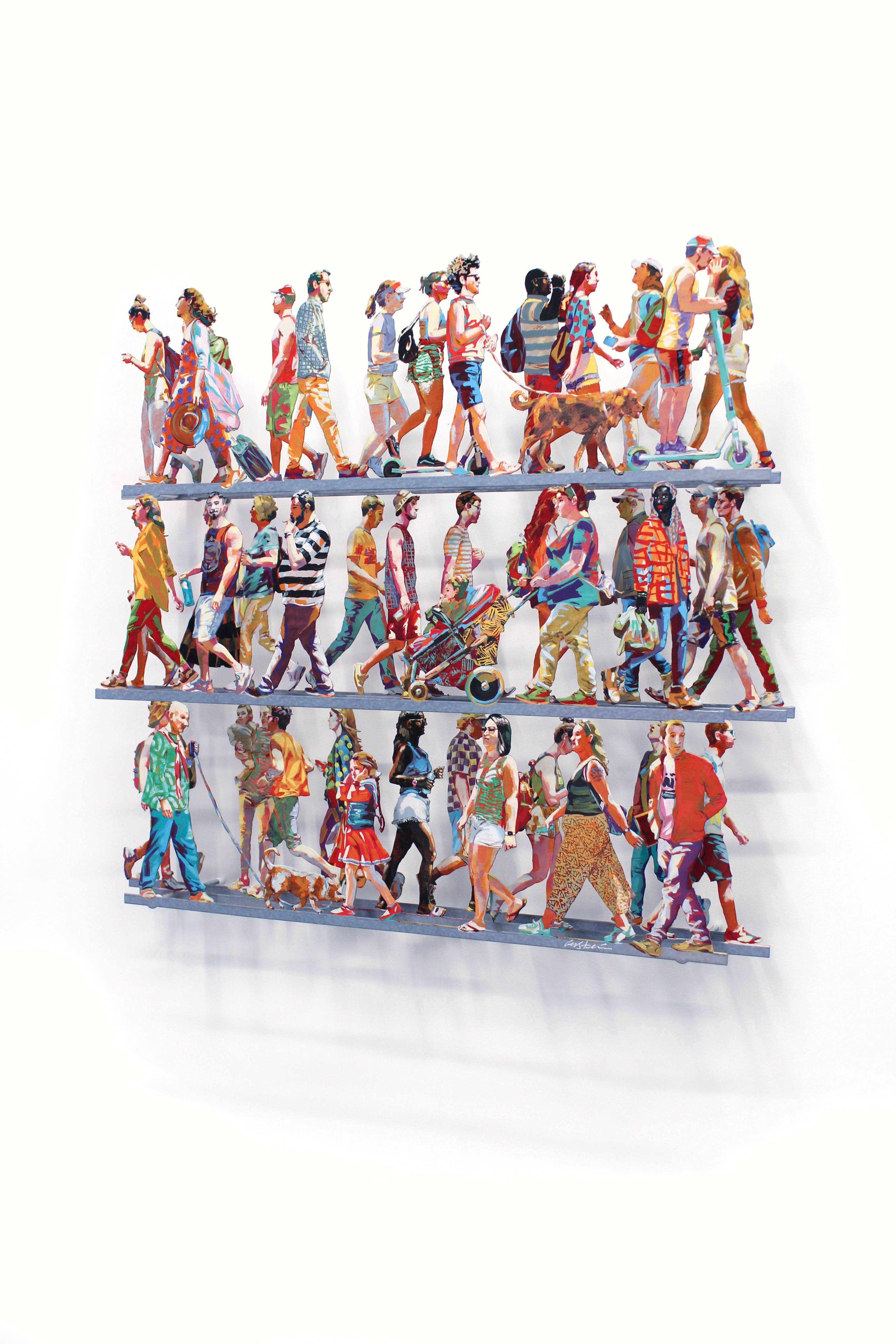 5th Avenue Q - Gray Figurative Sculpture by David Gerstein