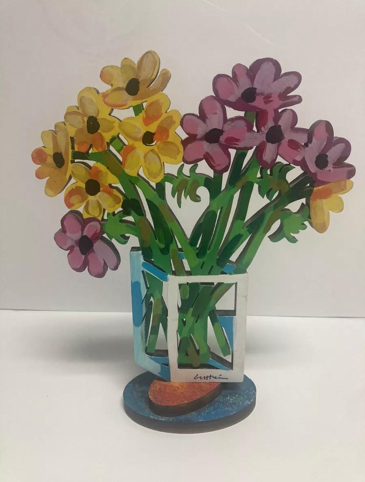 Blumenstrauß Wood Sculpture Doppelseitig im Angebot 9