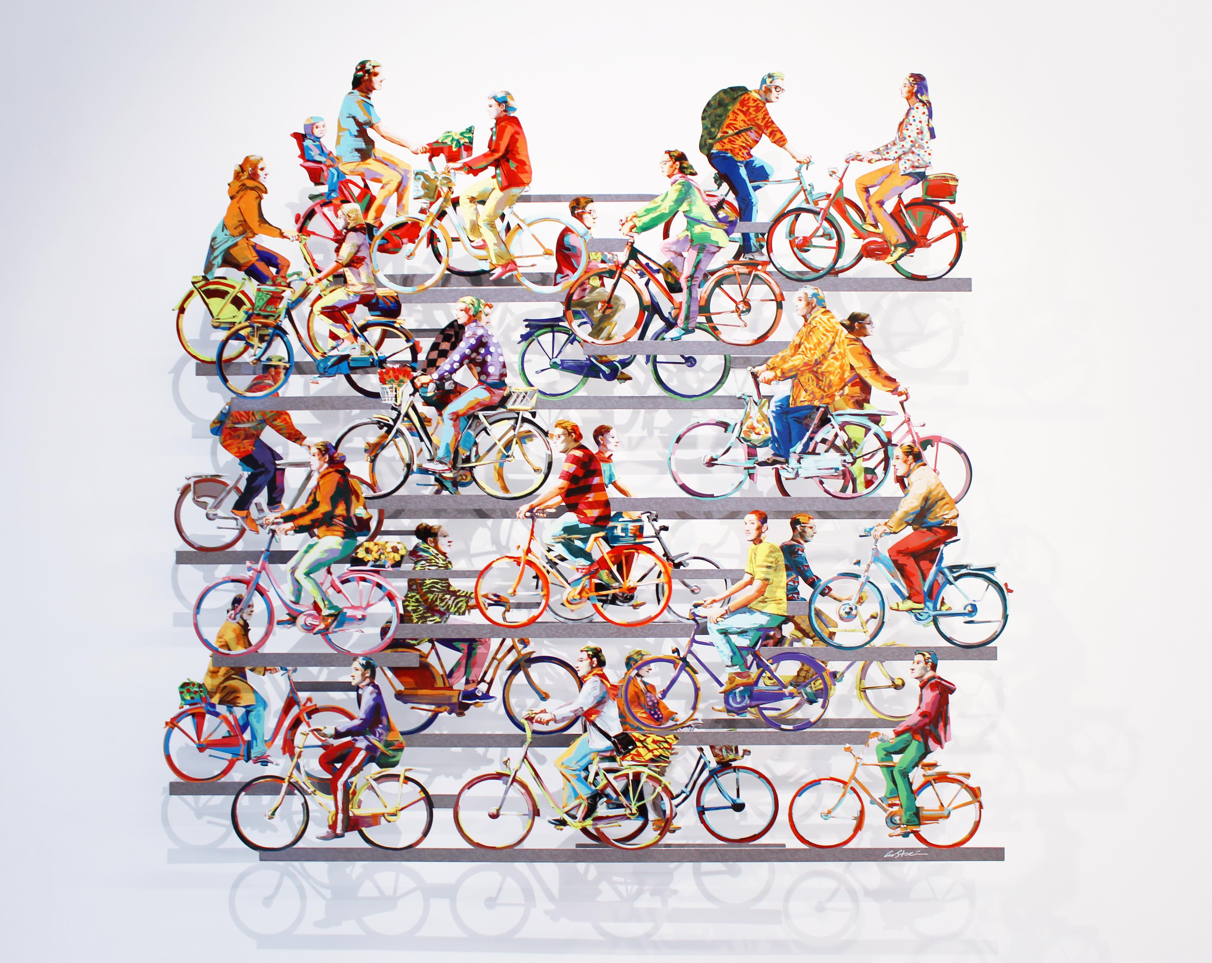 Figurative Sculpture di David Gerstein - Città su ruote